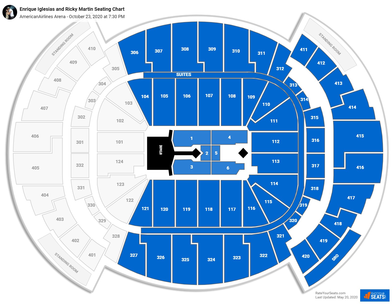 Enrique Iglesias and Ricky Martin seating chart AmericanAirlines Arena