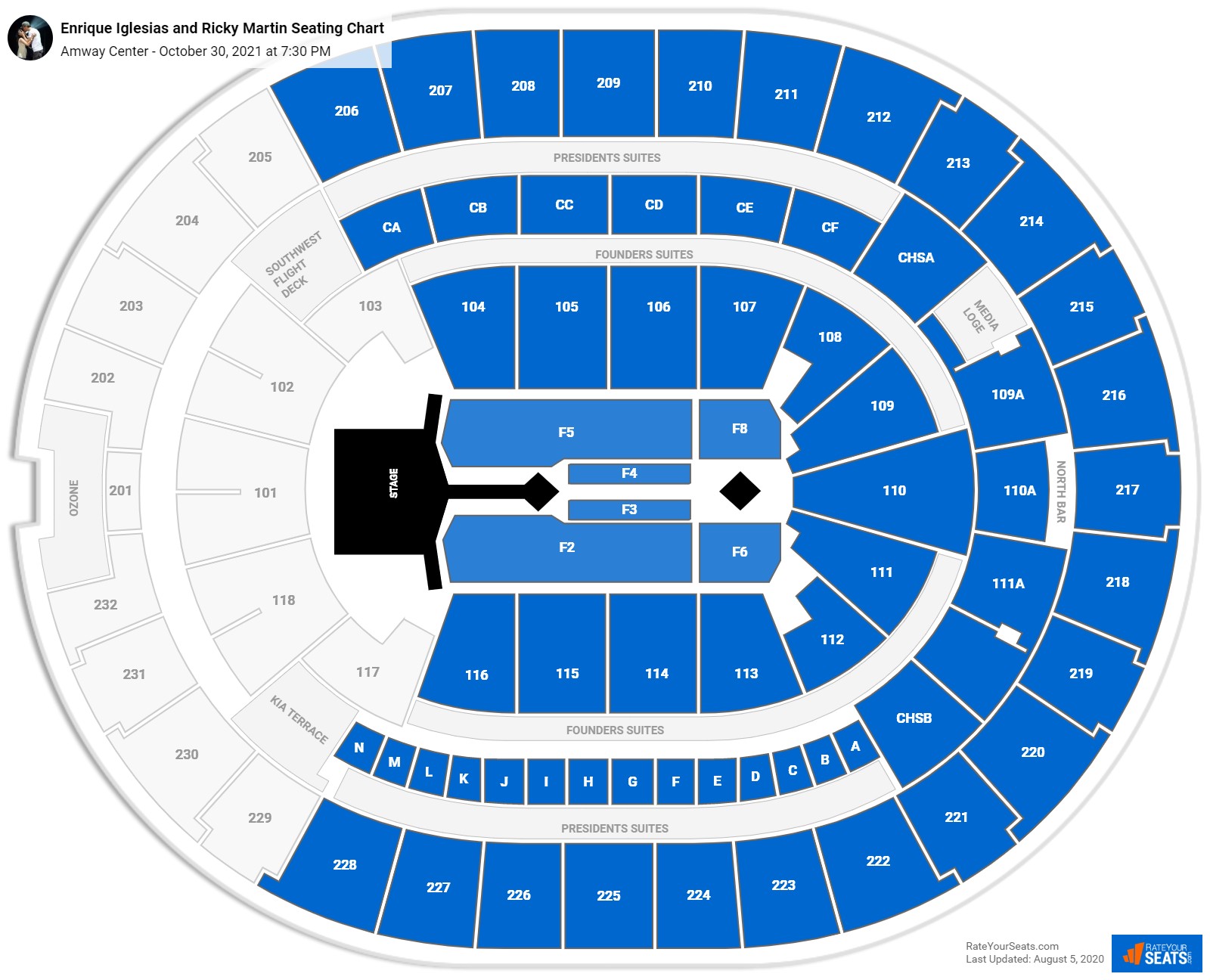 Enrique Iglesias and Ricky Martin seating chart Amway Center