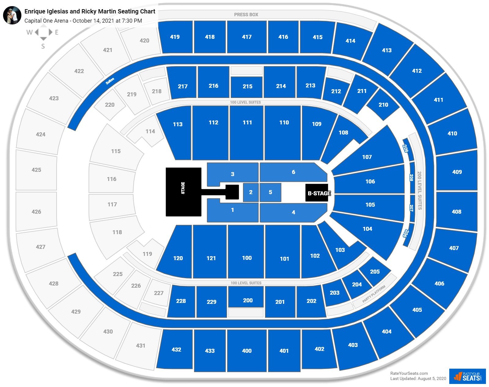 Enrique Iglesias and Ricky Martin seating chart Capital One Arena