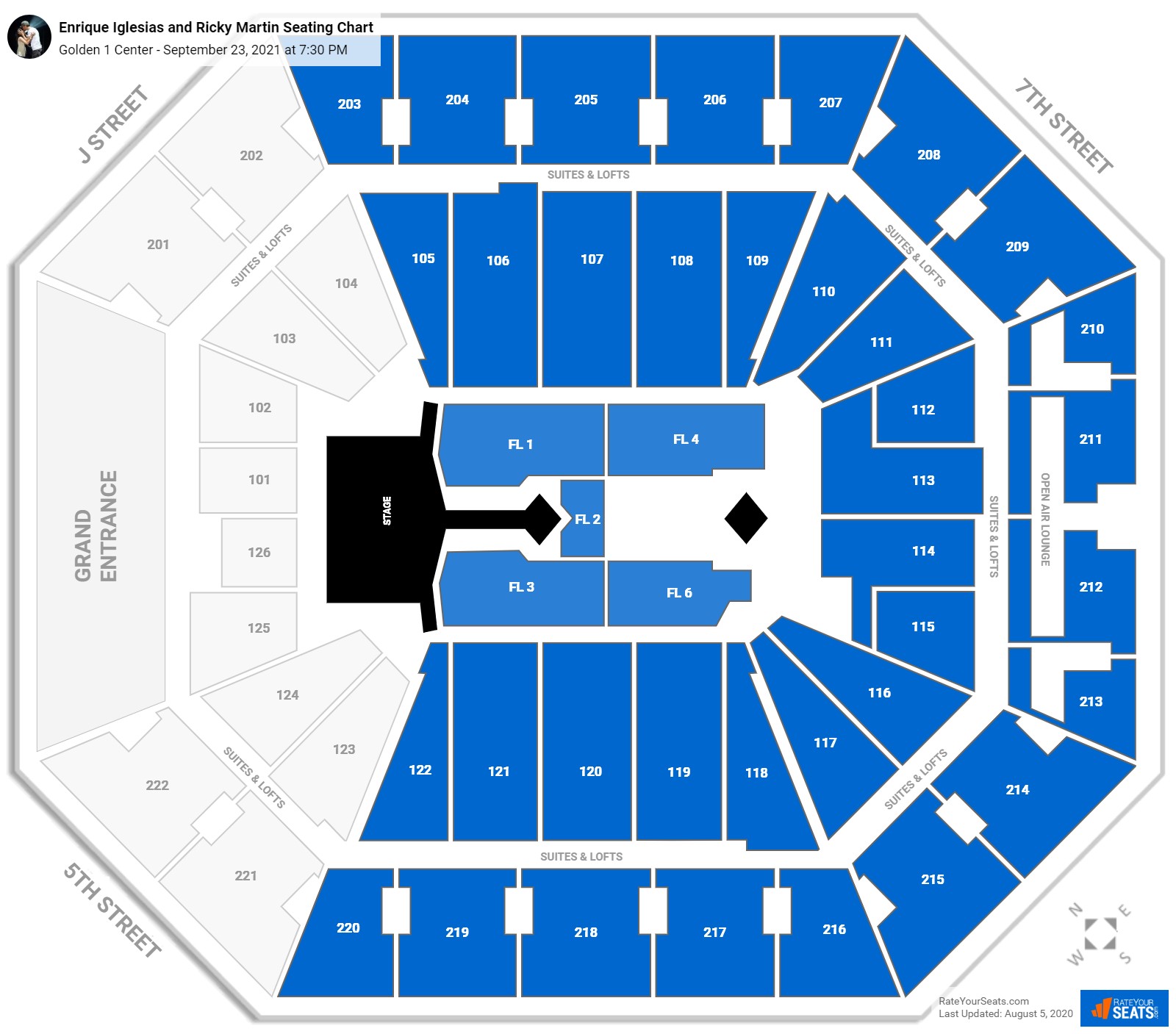 Enrique Iglesias and Ricky Martin seating chart Golden 1 Center