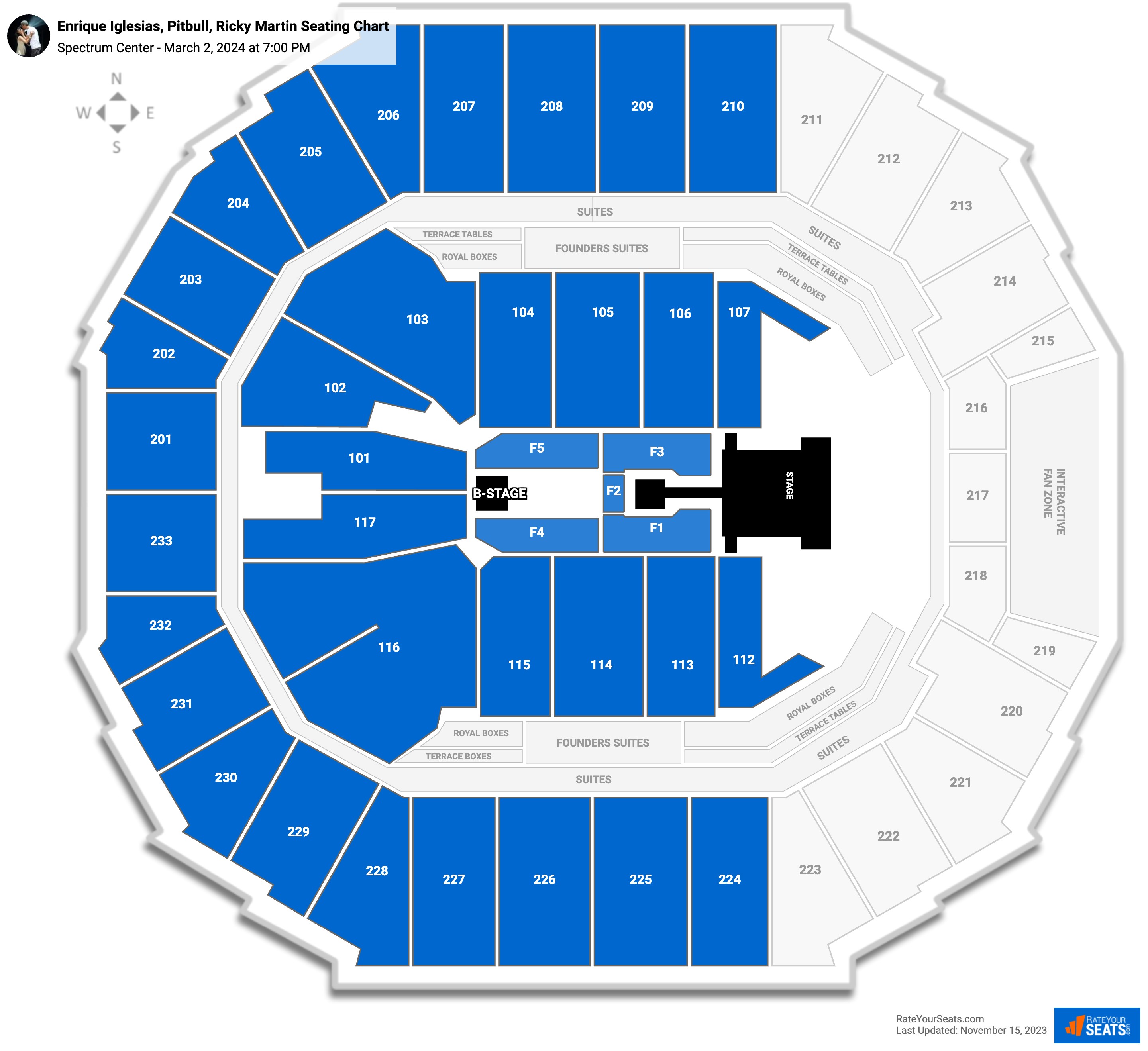 Enrique Iglesias, Pitbull, Ricky Martin seating chart Spectrum Center