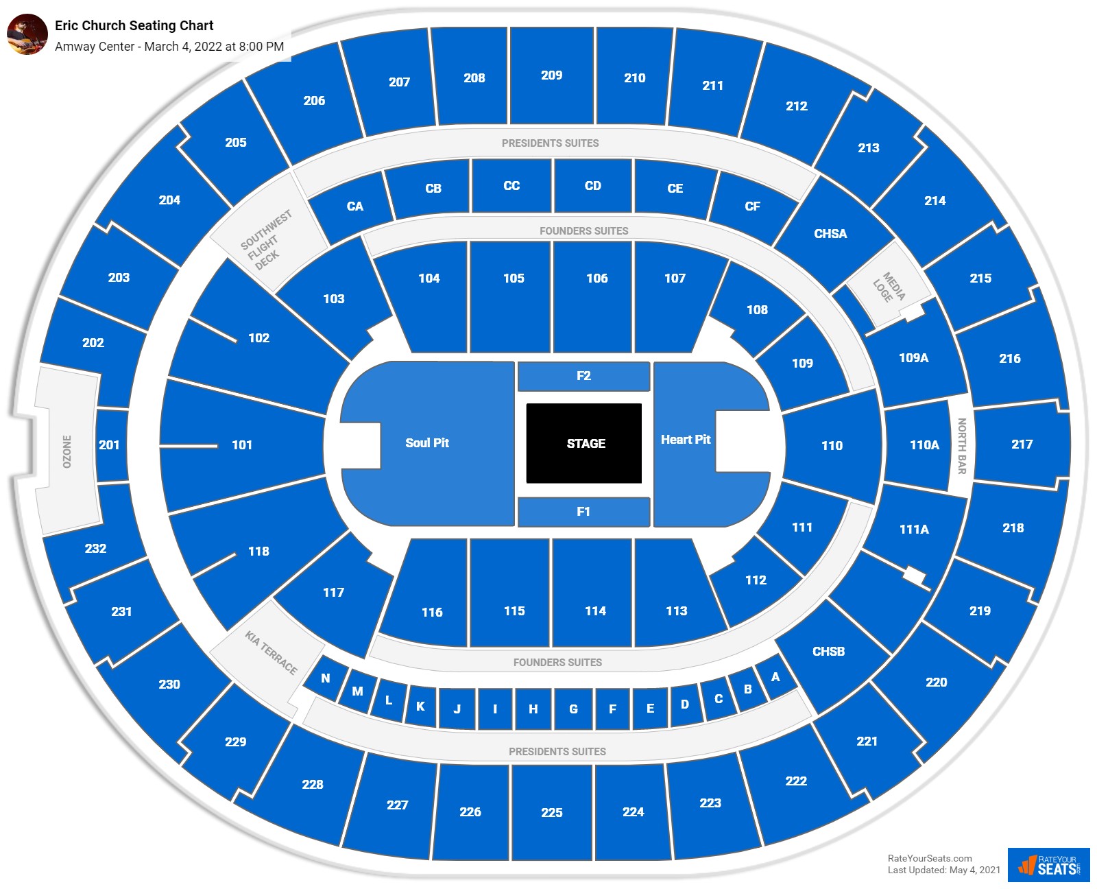 Eric Church seating chart Amway Center