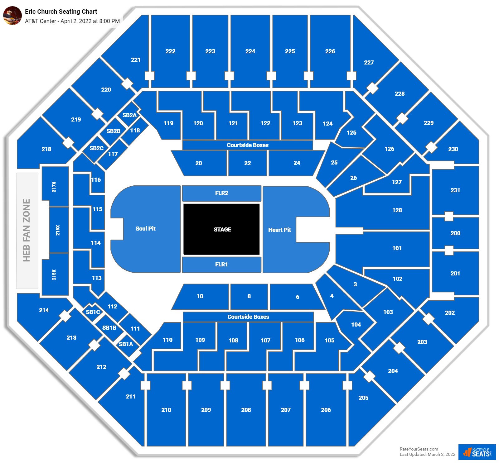 Eric Church seating chart AT&T Center