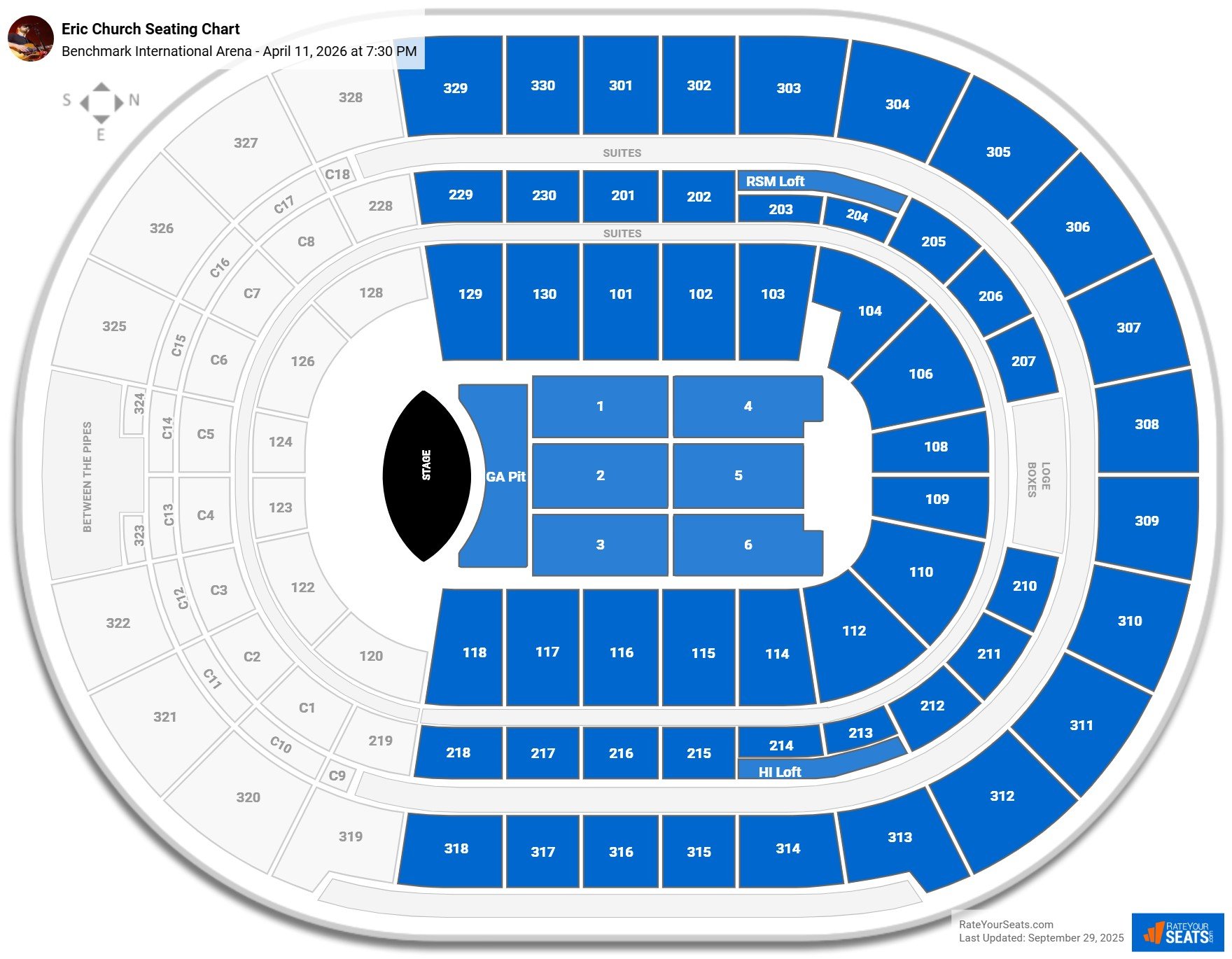 Eric Church seating chart Benchmark International Arena