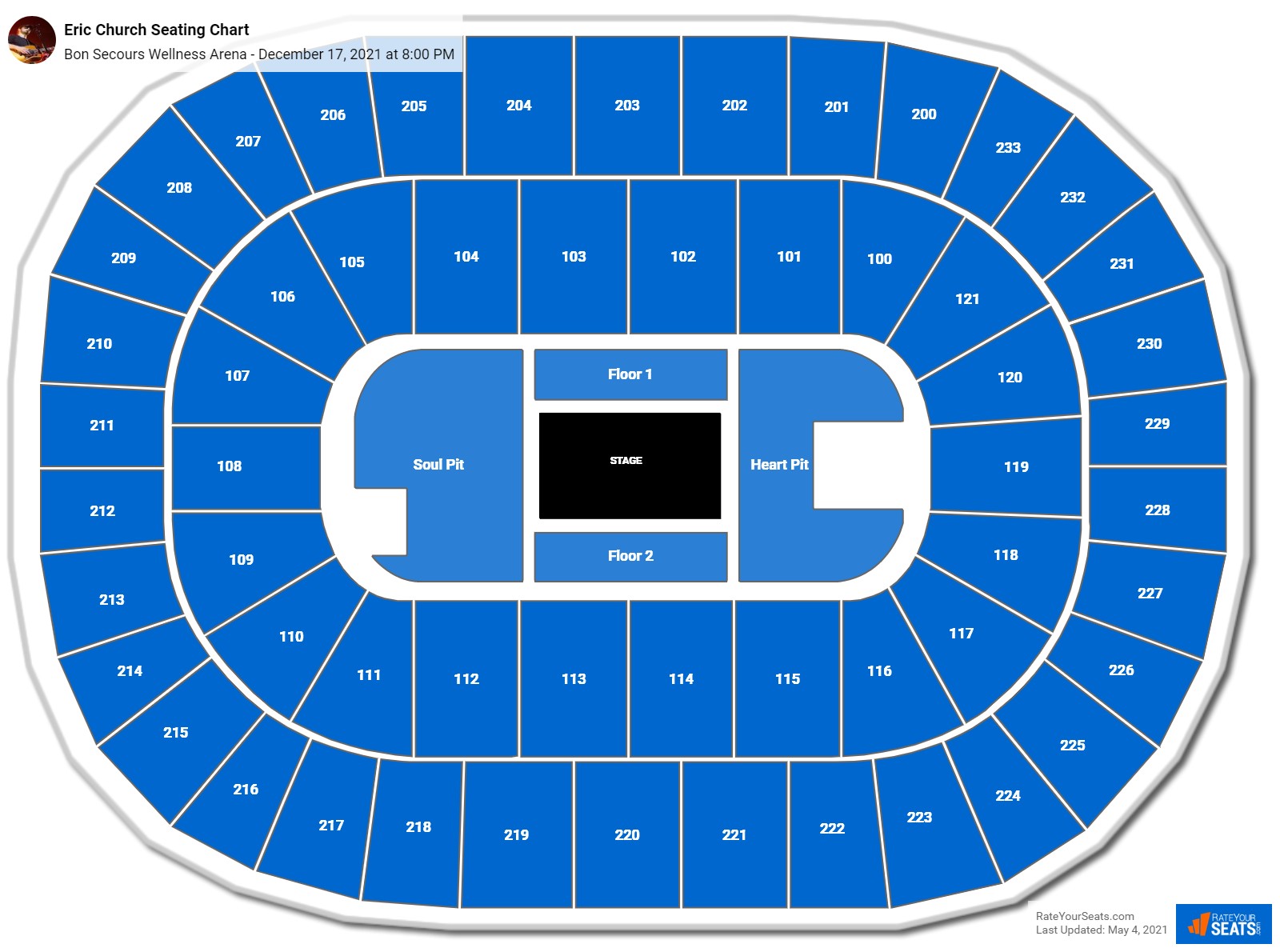 Eric Church seating chart Bon Secours Wellness Arena