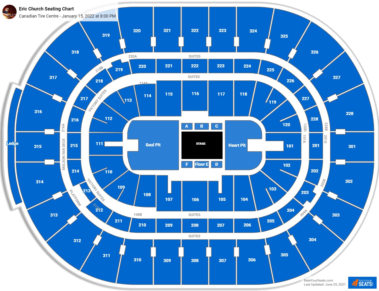 Eric Church seating chart Canadian Tire Centre