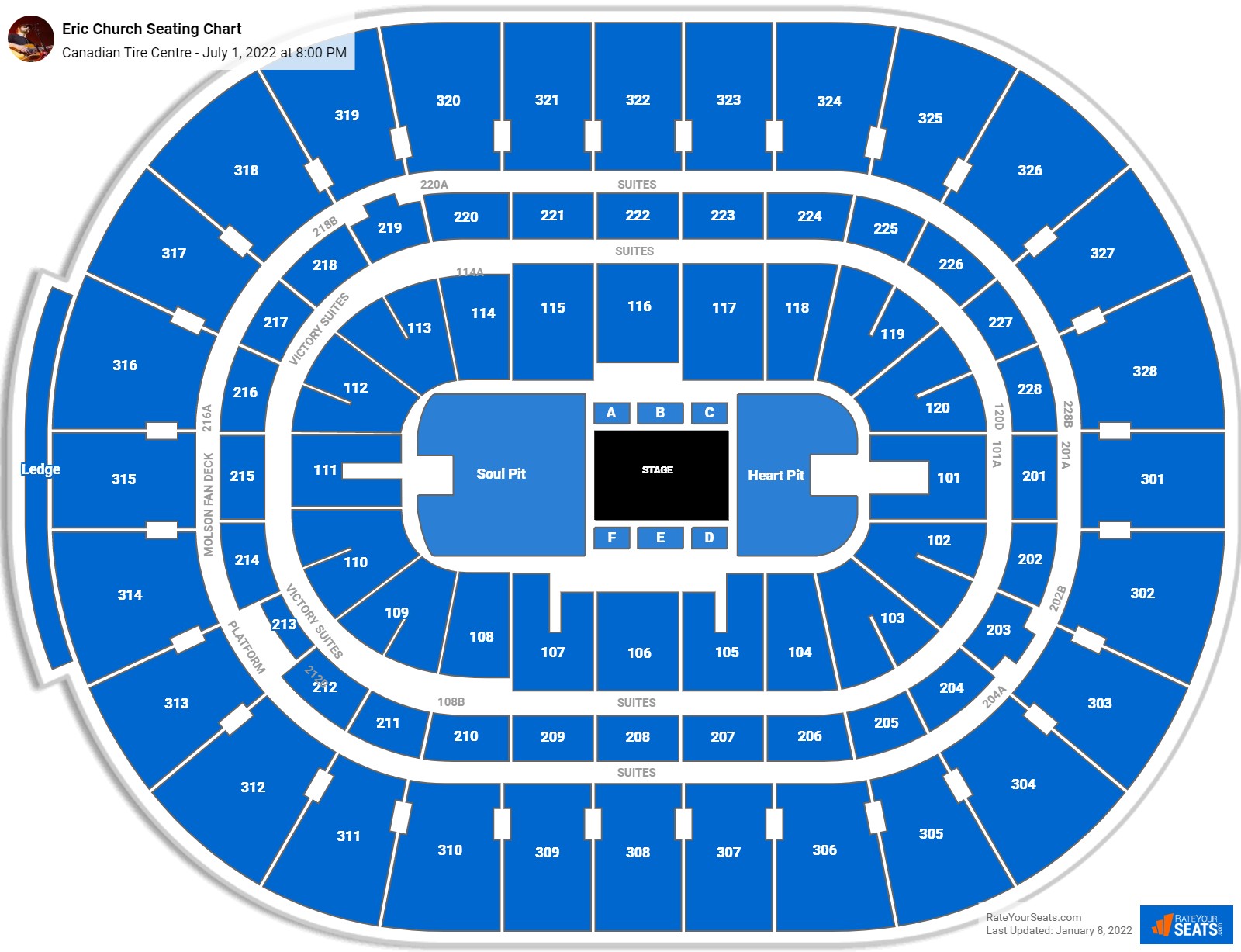 Eric Church seating chart Canadian Tire Centre
