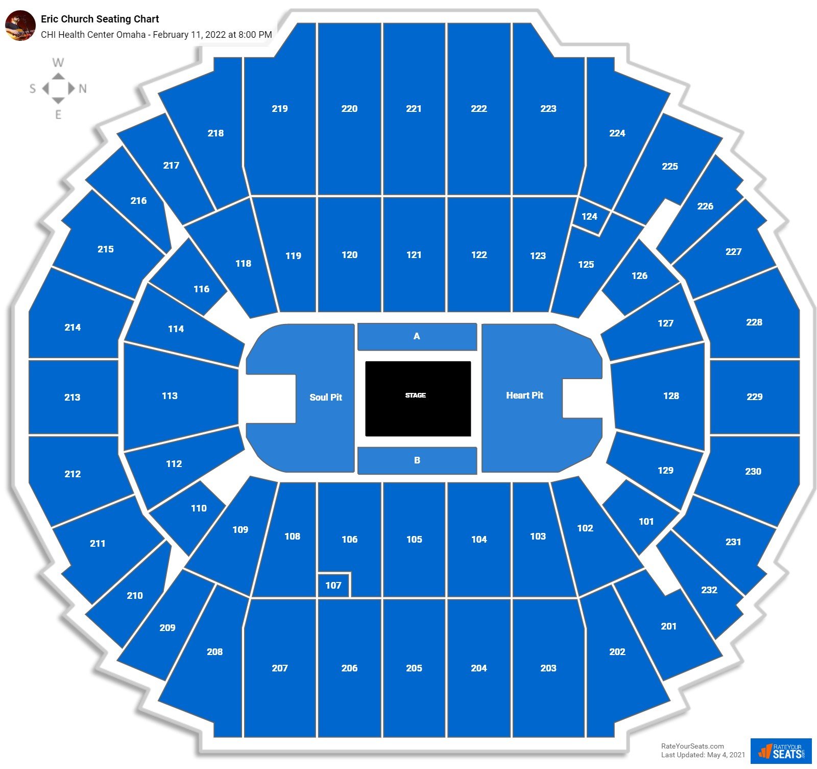 Eric Church seating chart CHI Health Center Omaha