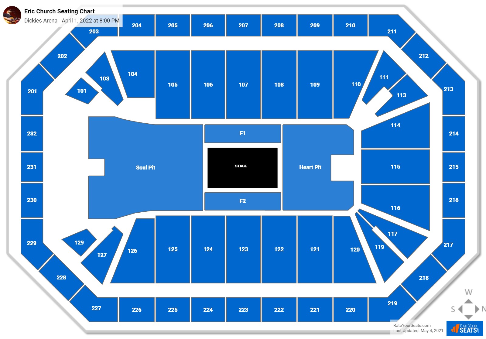 Eric Church seating chart Dickies Arena