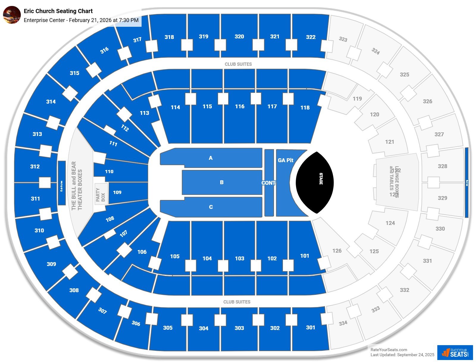 Eric Church seating chart Enterprise Center