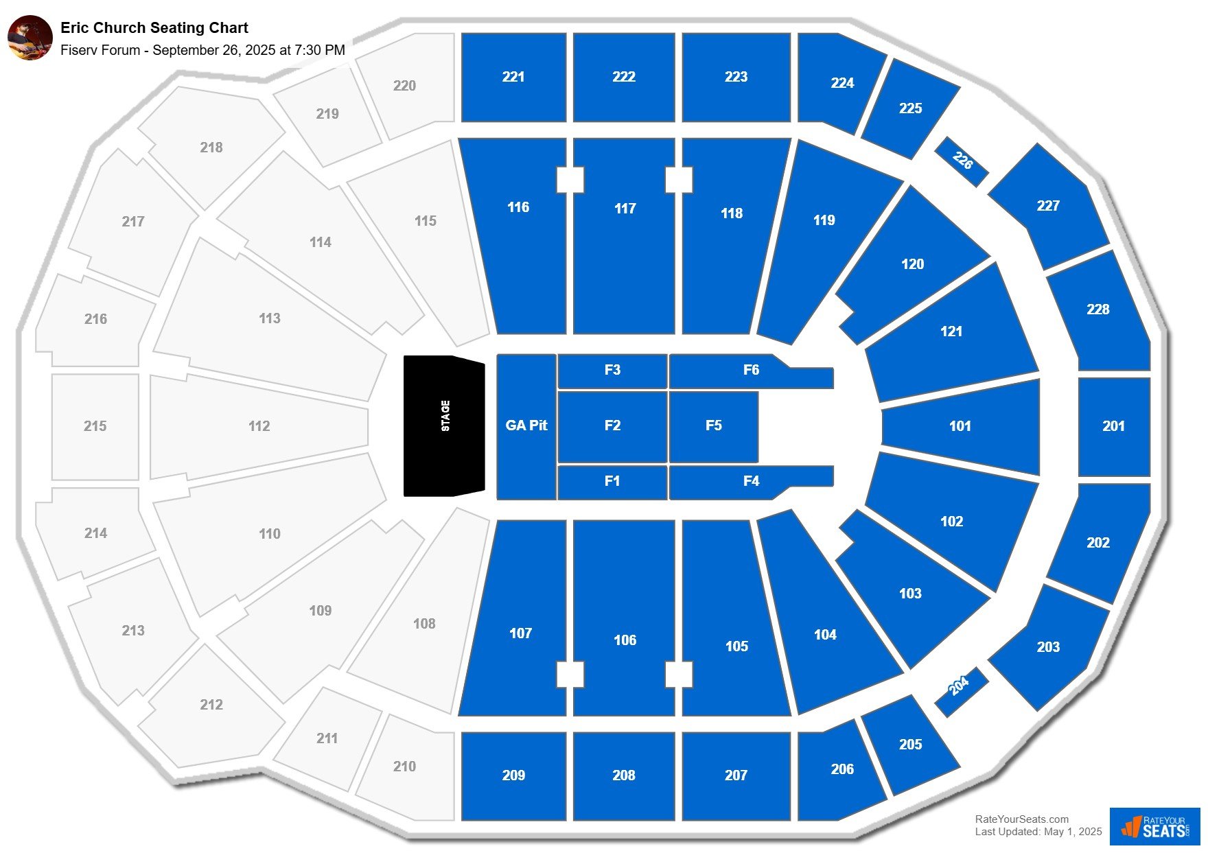 Eric Church seating chart Fiserv Forum