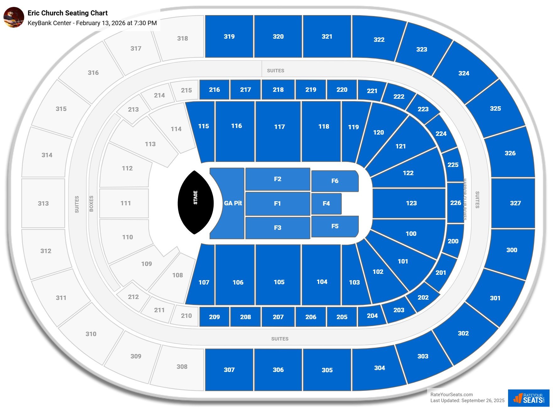 Eric Church seating chart KeyBank Center
