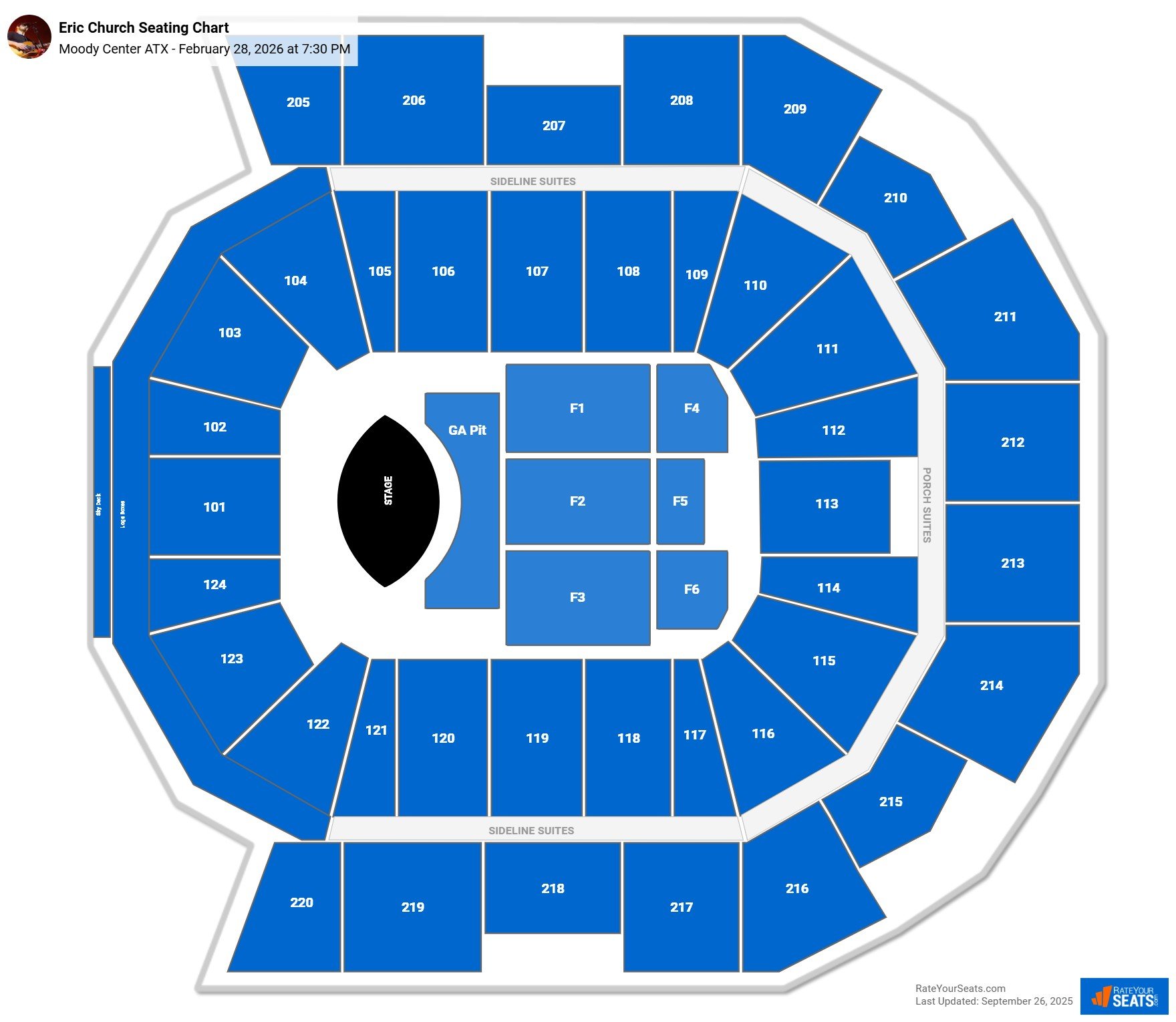 Eric Church seating chart Moody Center ATX