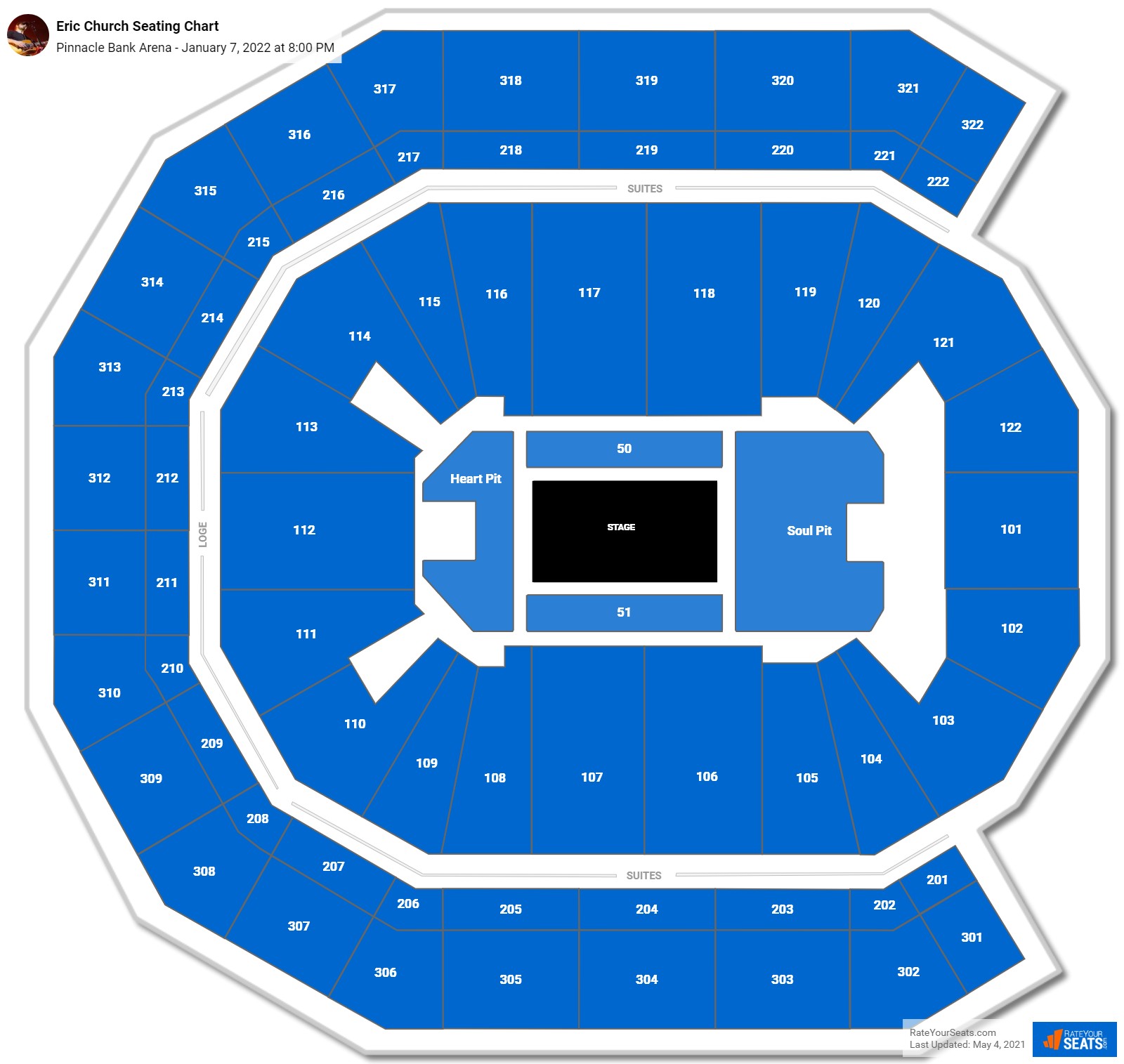 Eric Church seating chart Pinnacle Bank Arena