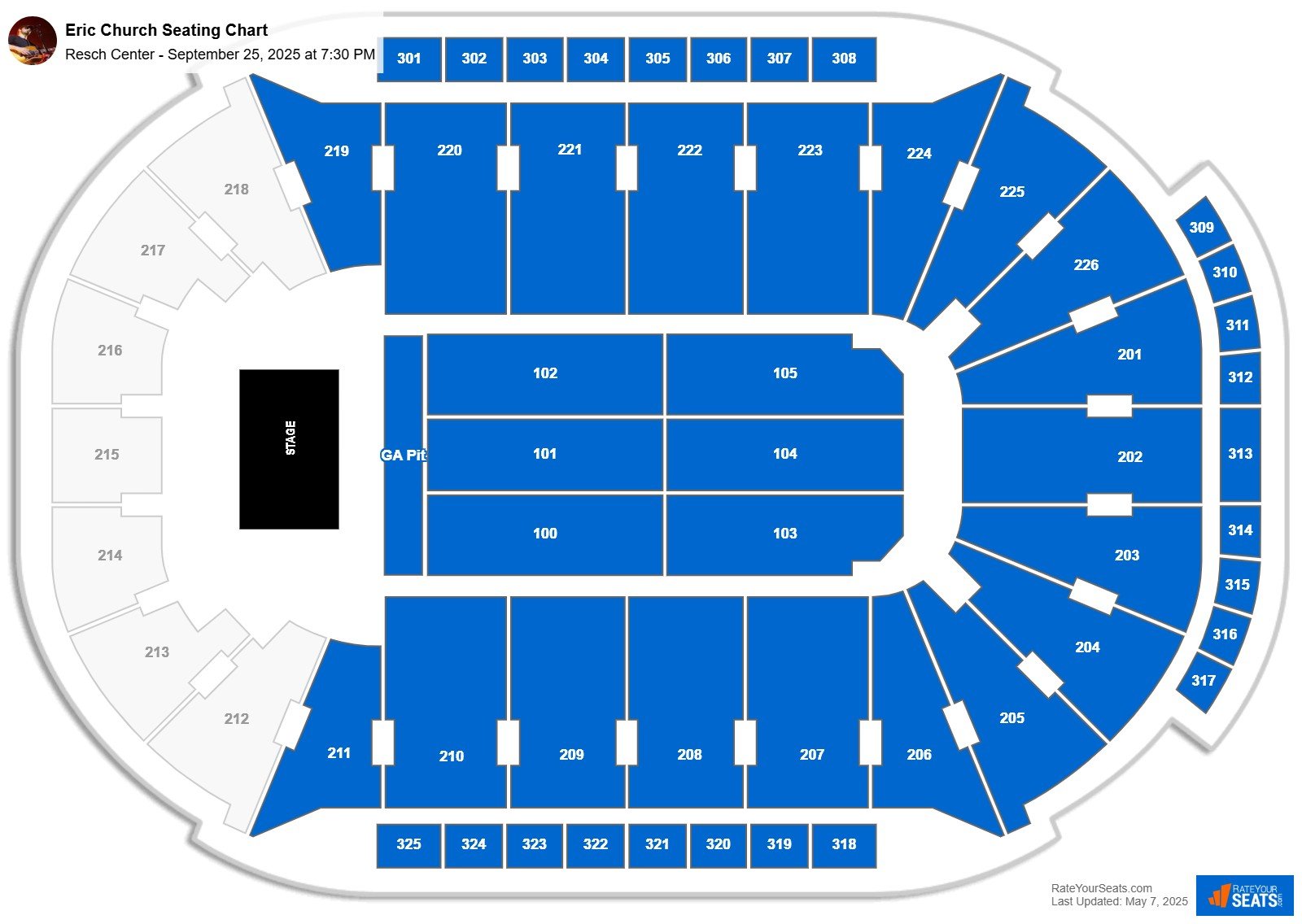 Eric Church seating chart Resch Center