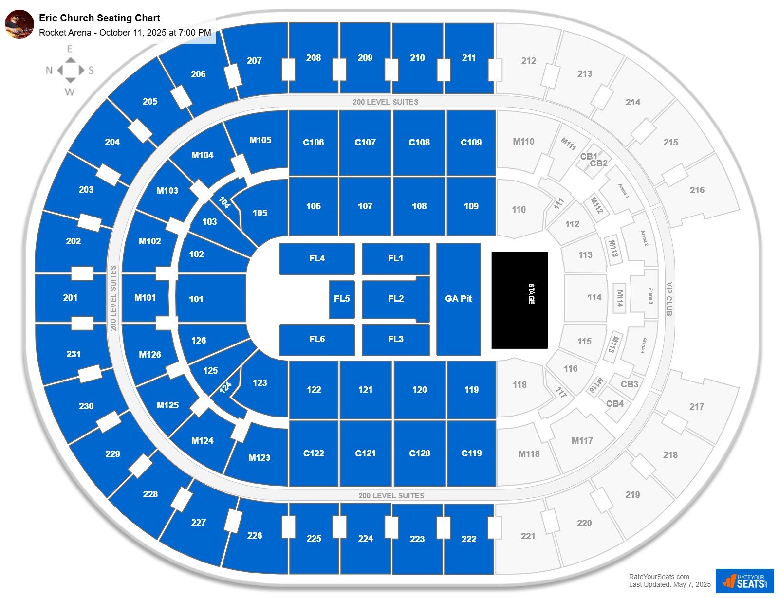 Eric Church seating chart Rocket Arena