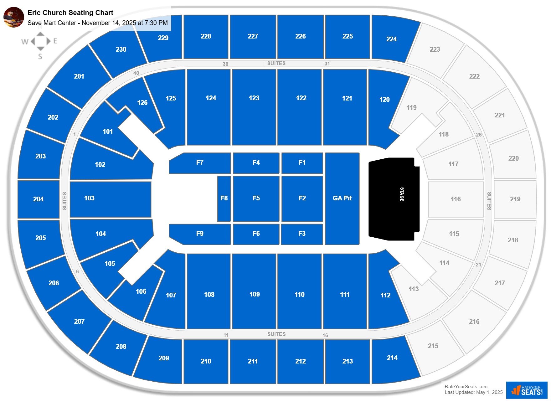 Eric Church seating chart Save Mart Center