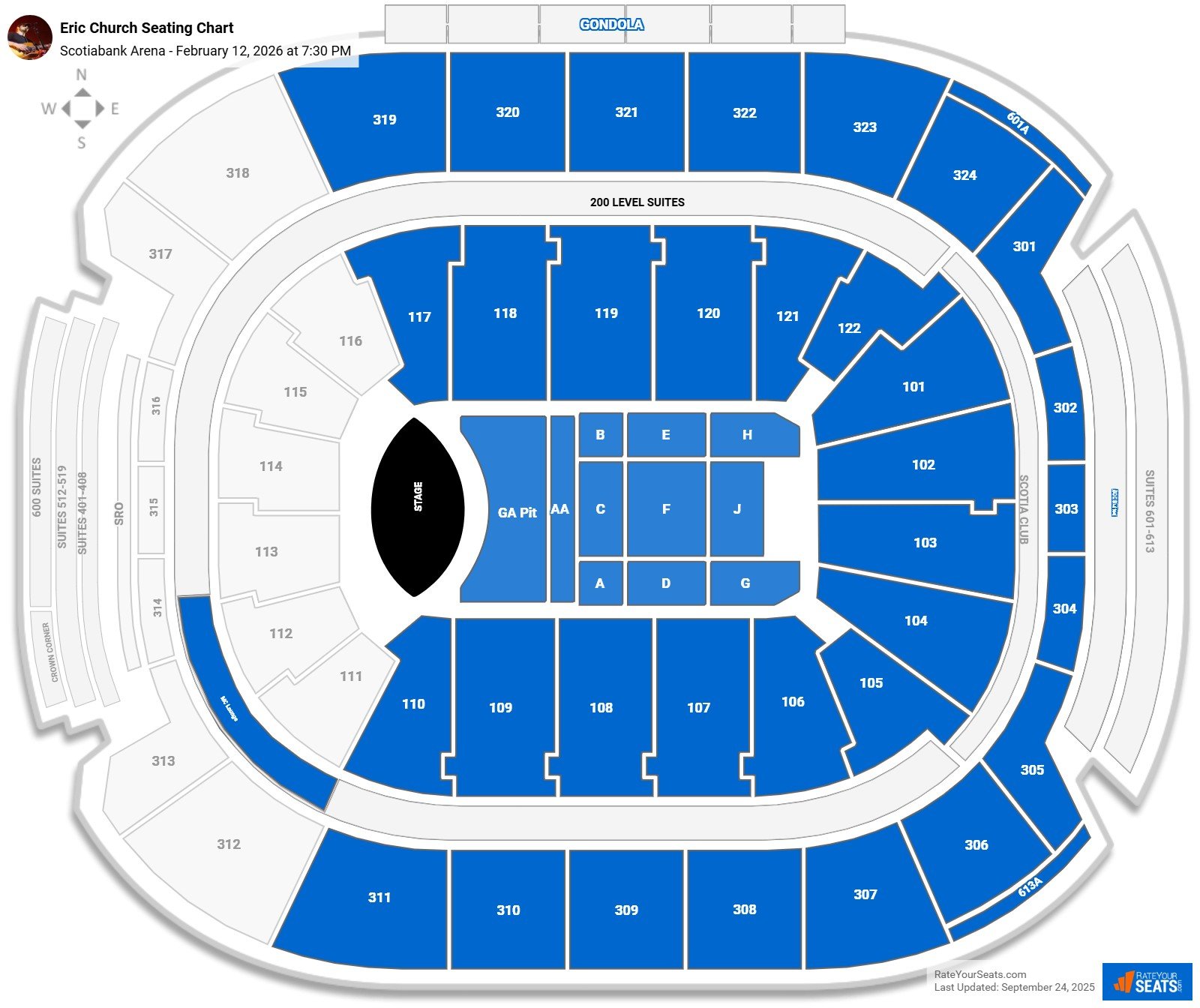 Eric Church seating chart Scotiabank Arena