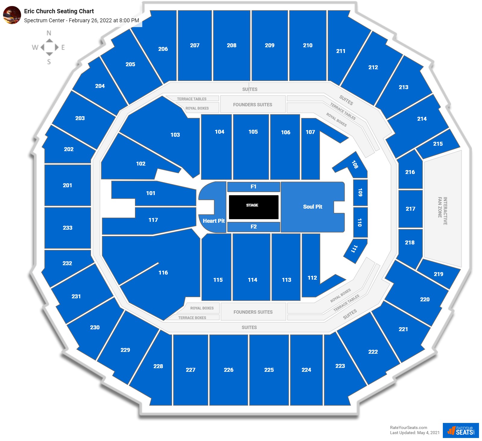 Eric Church seating chart Spectrum Center