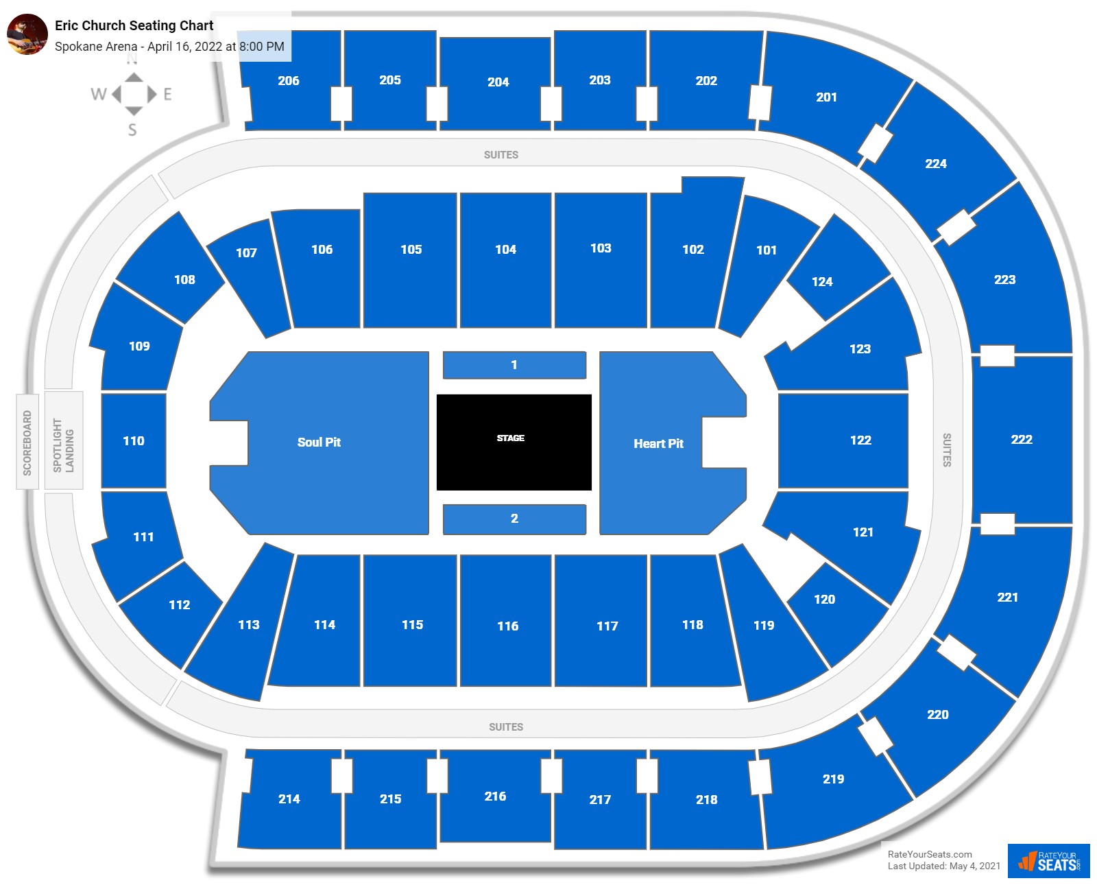 Eric Church seating chart Spokane Arena