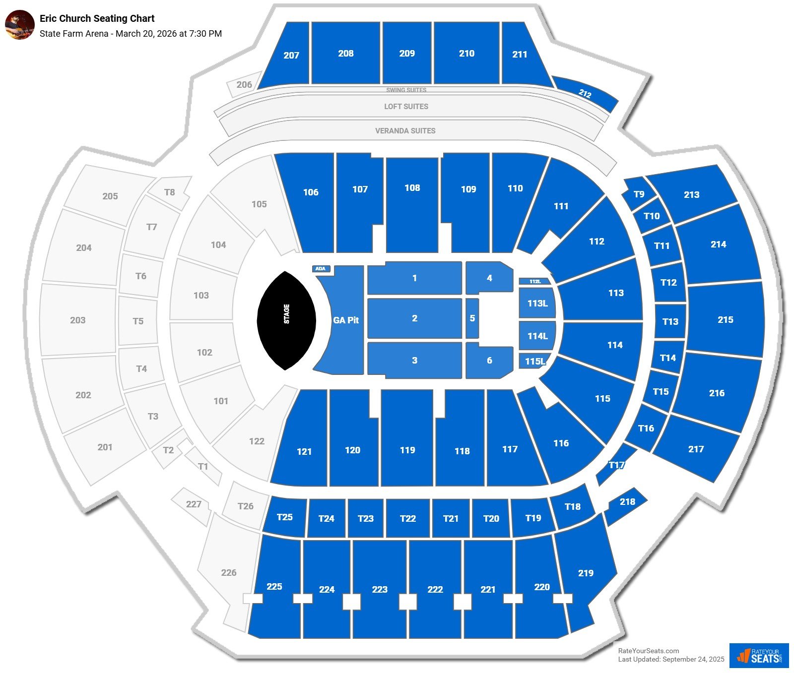 Eric Church seating chart State Farm Arena