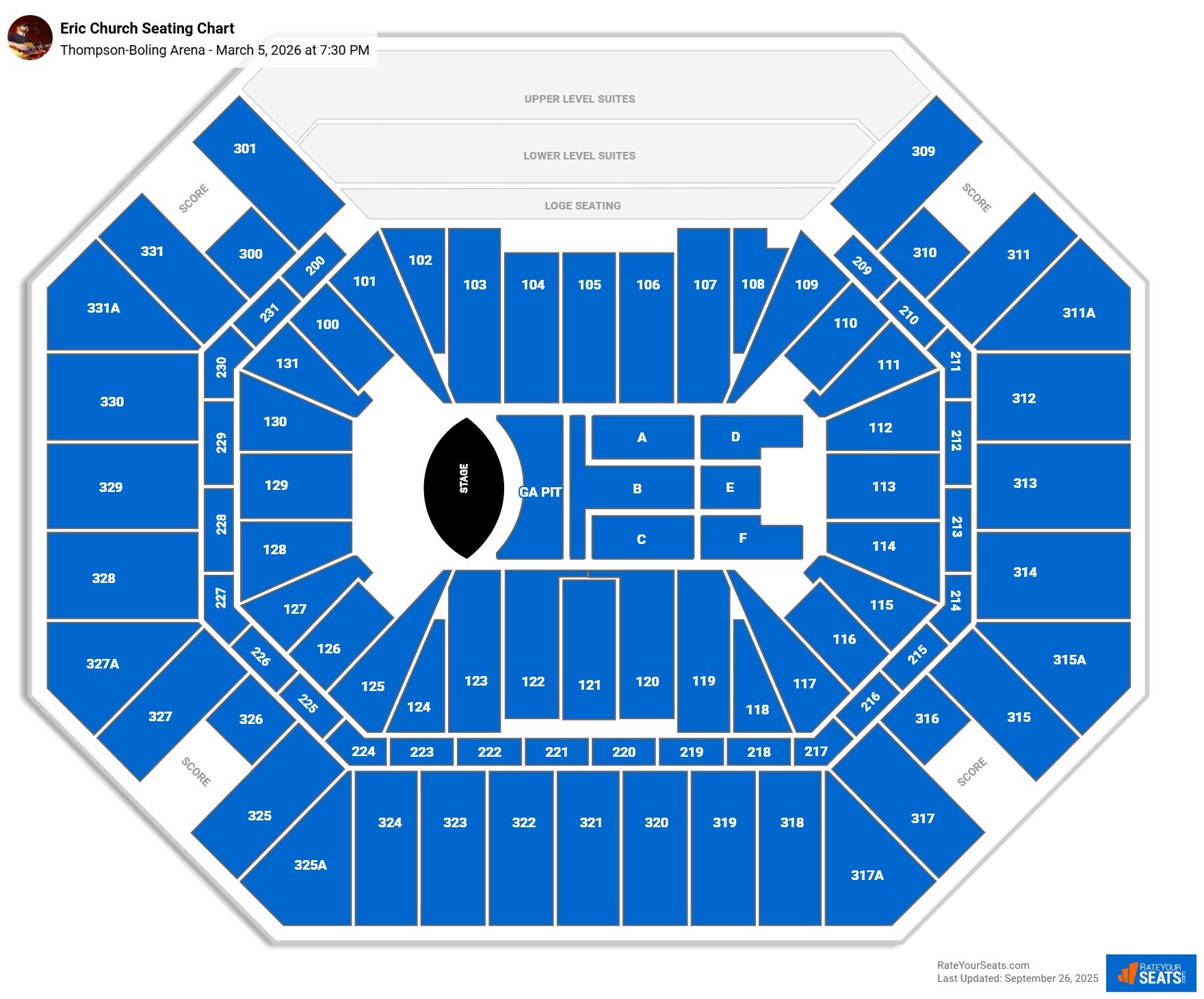 Eric Church seating chart Thompson-Boling Arena