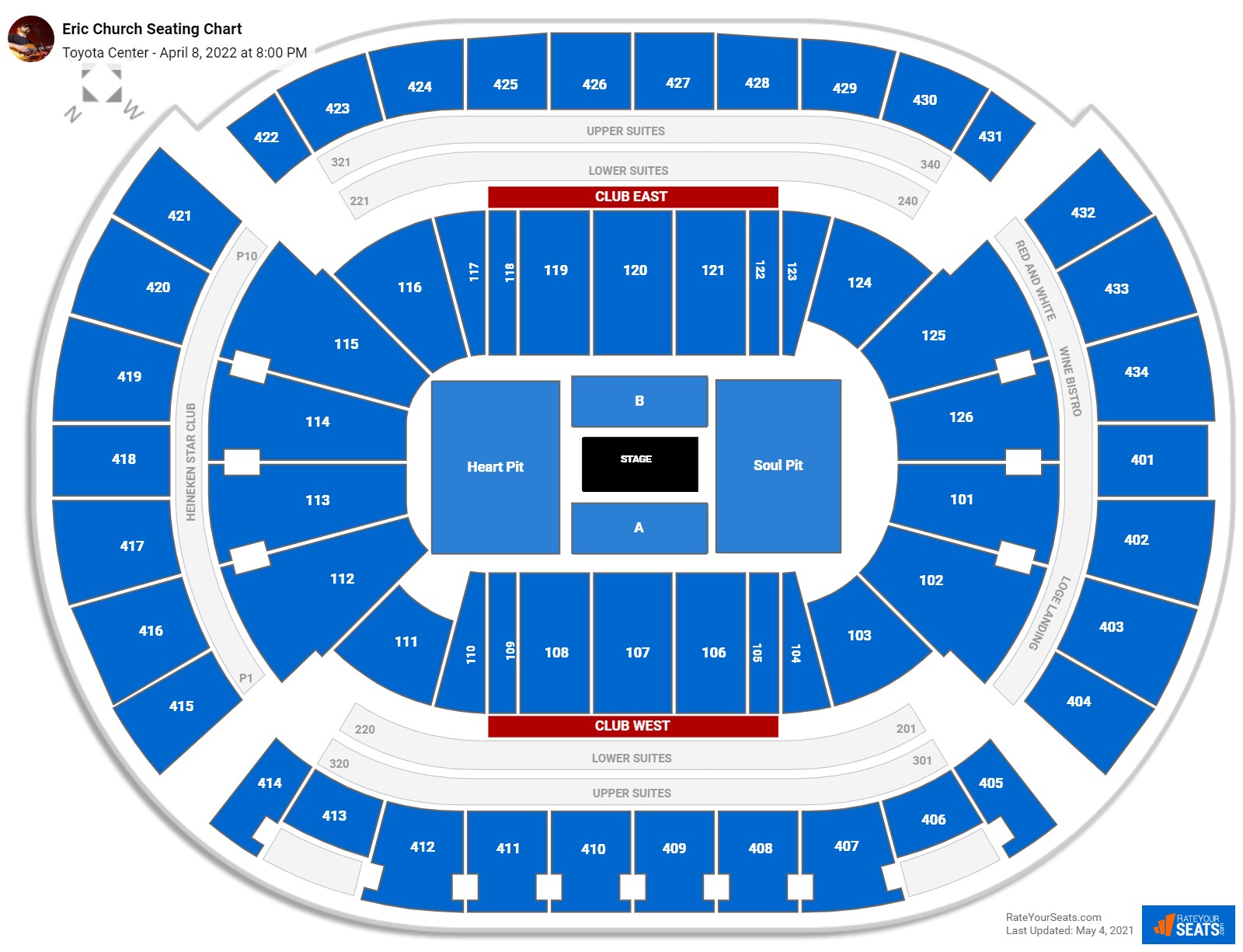 Eric Church seating chart Toyota Center