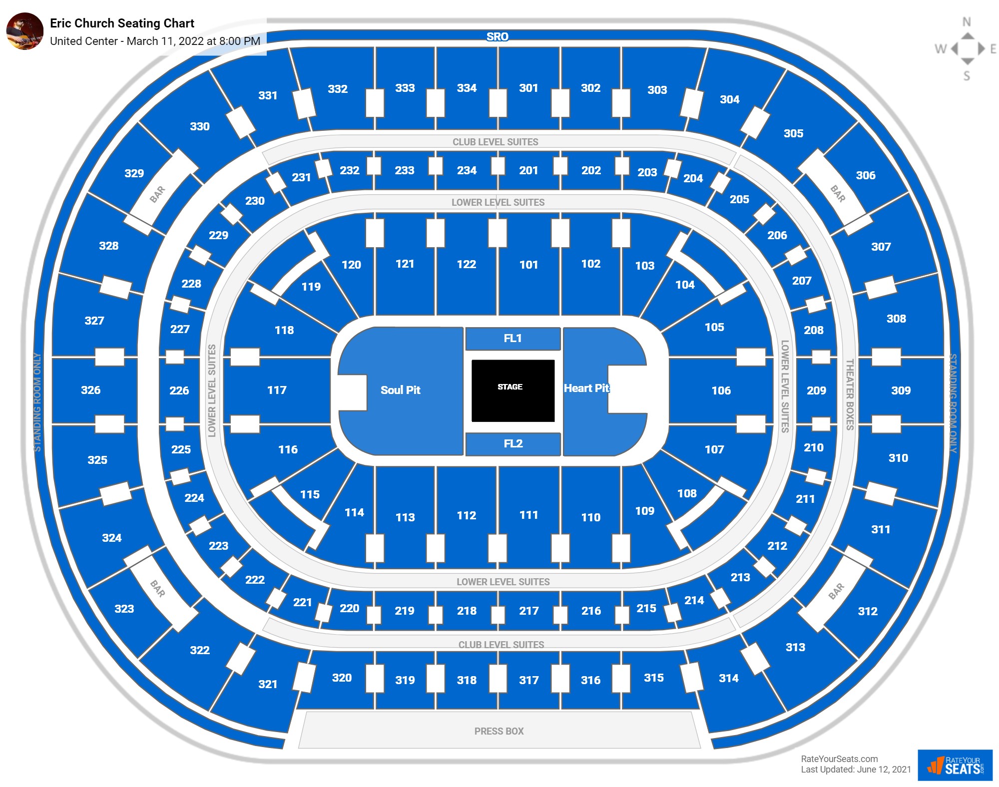 Eric Church seating chart United Center