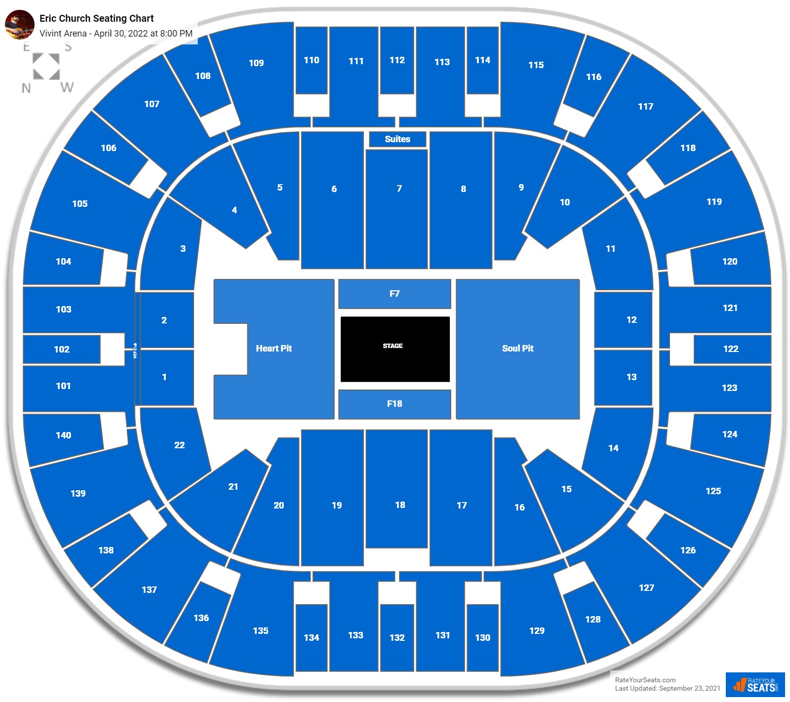 Eric Church seating chart Vivint Arena