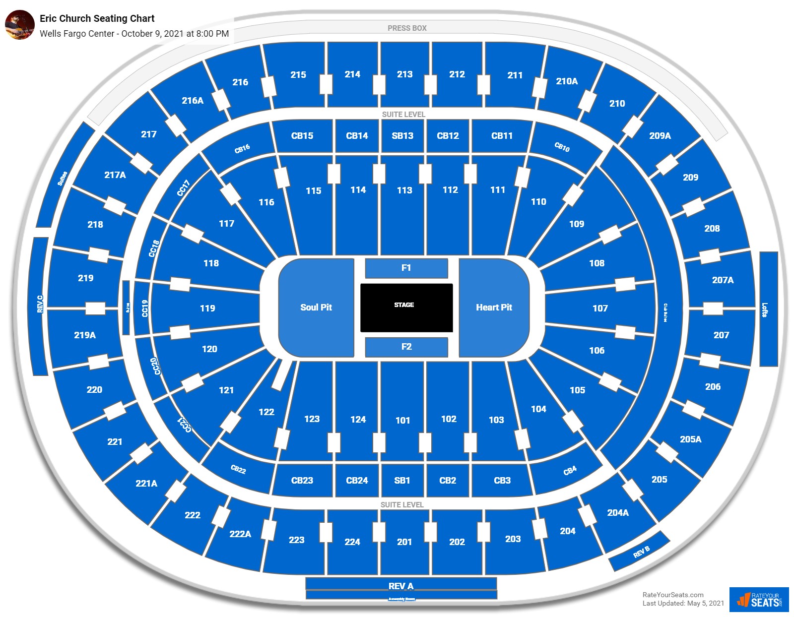 Eric Church seating chart Wells Fargo Center