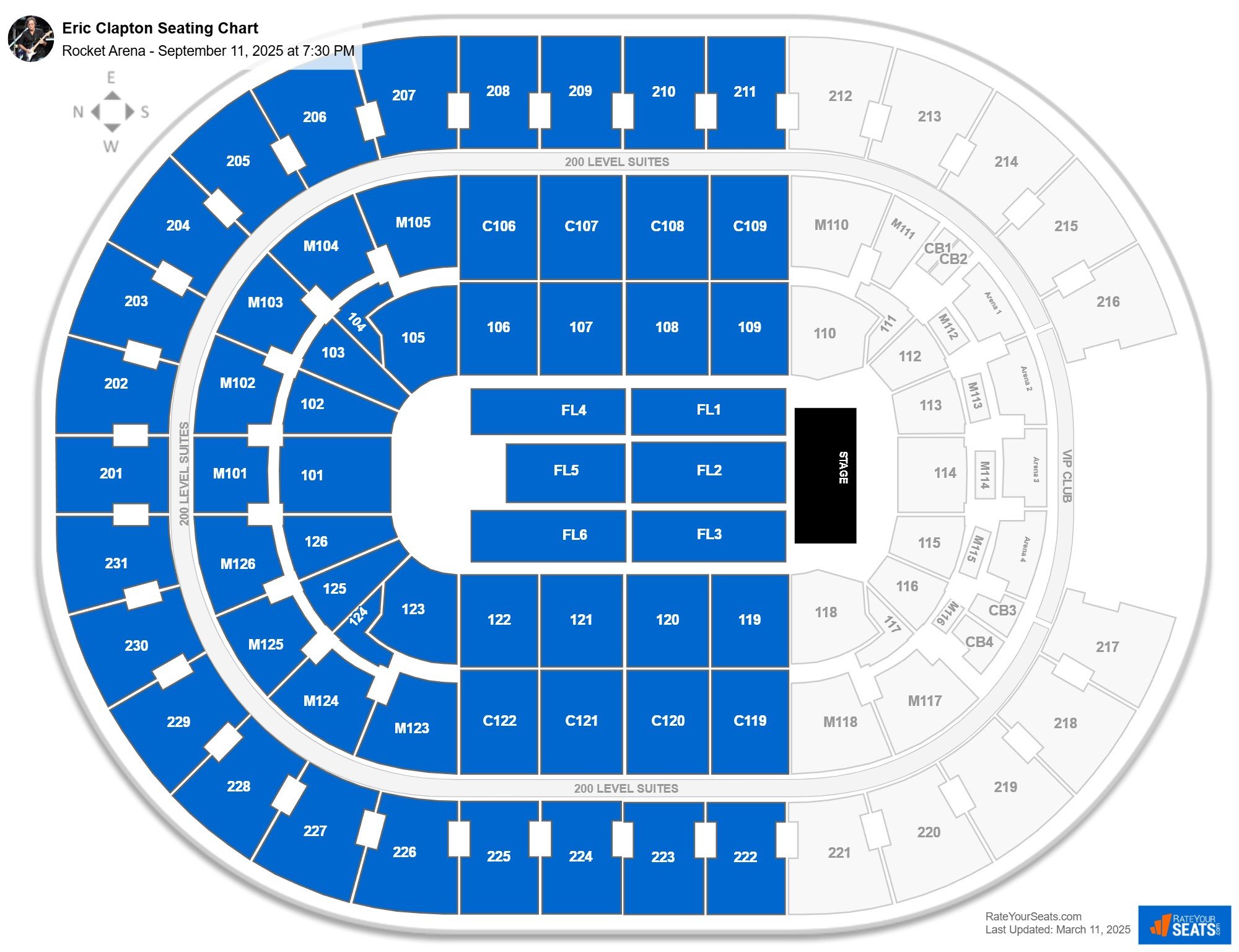 Eric Clapton seating chart Rocket Arena