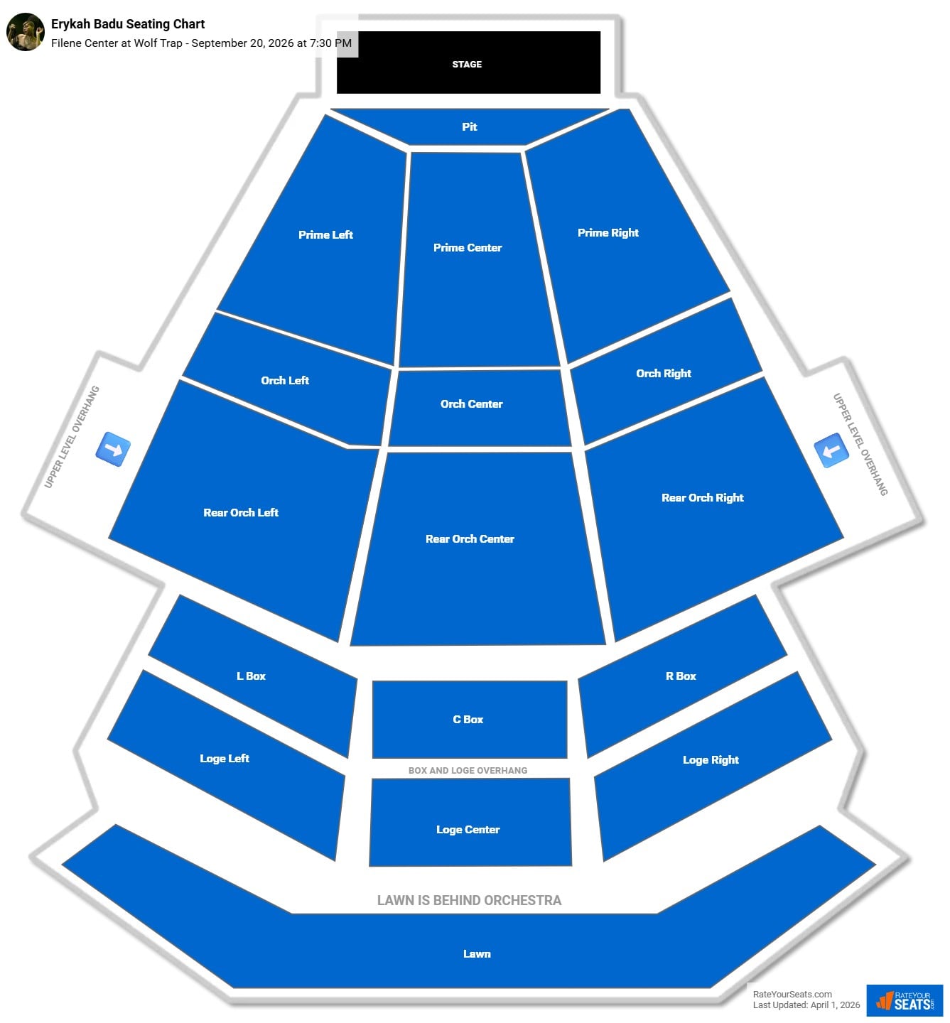 Erykah Badu seating chart Filene Center at Wolf Trap