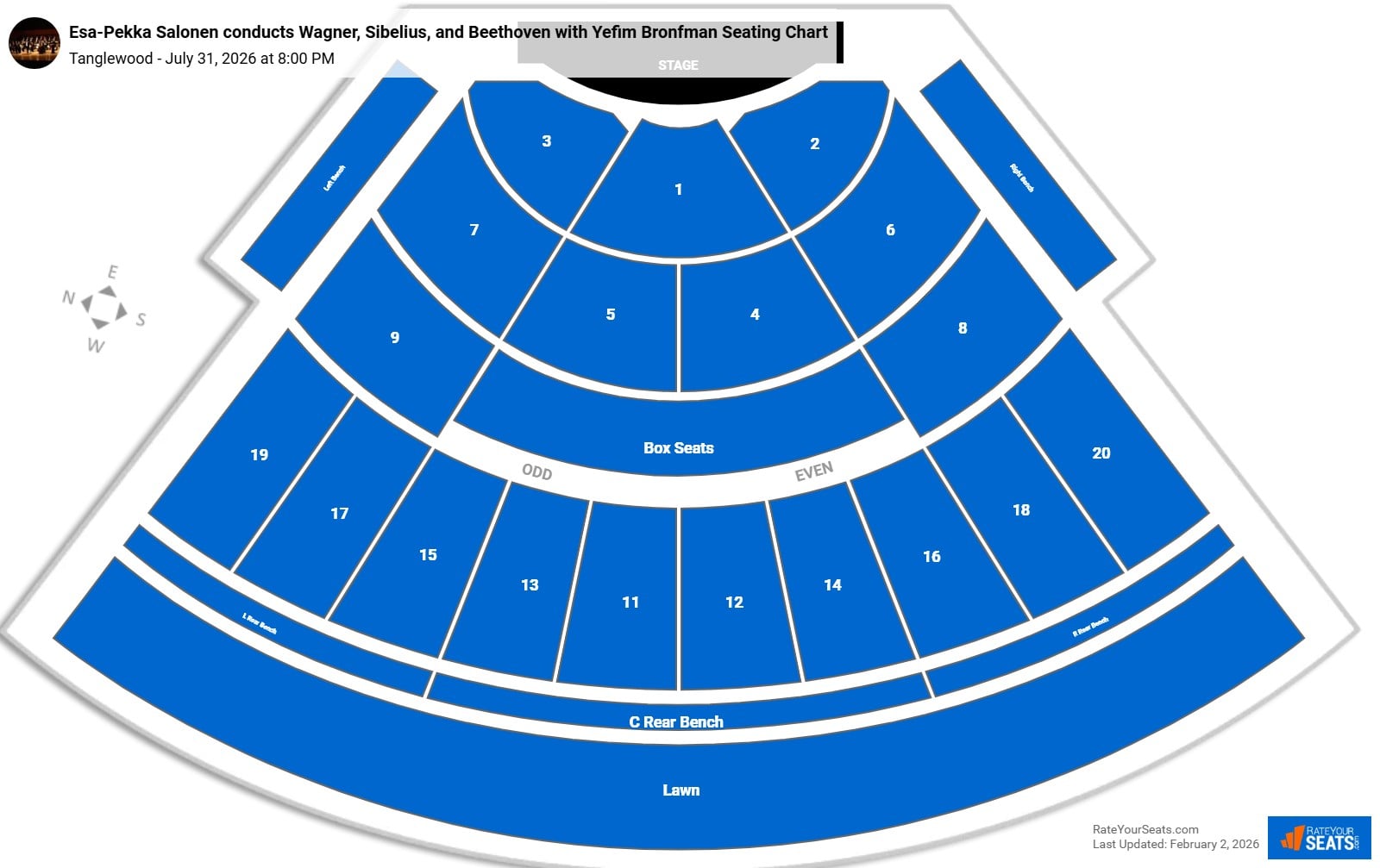 Esa-Pekka Salonen conducts Wagner, Sibelius, and Beethoven with Yefim Bronfman seating chart Tanglewood