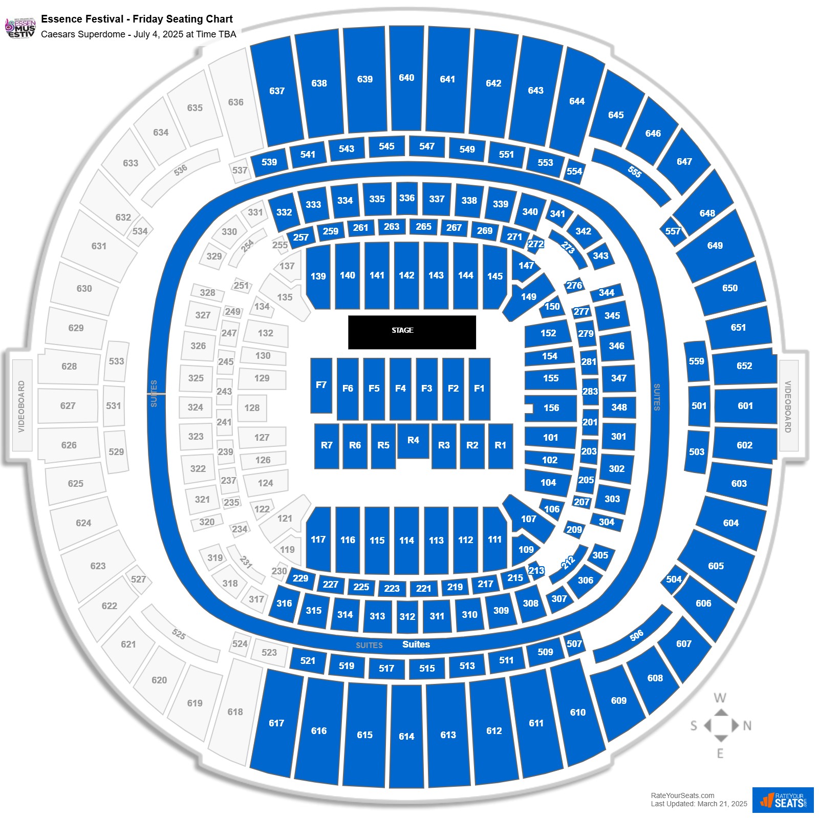 Essence Festival - Friday seating chart Caesars Superdome