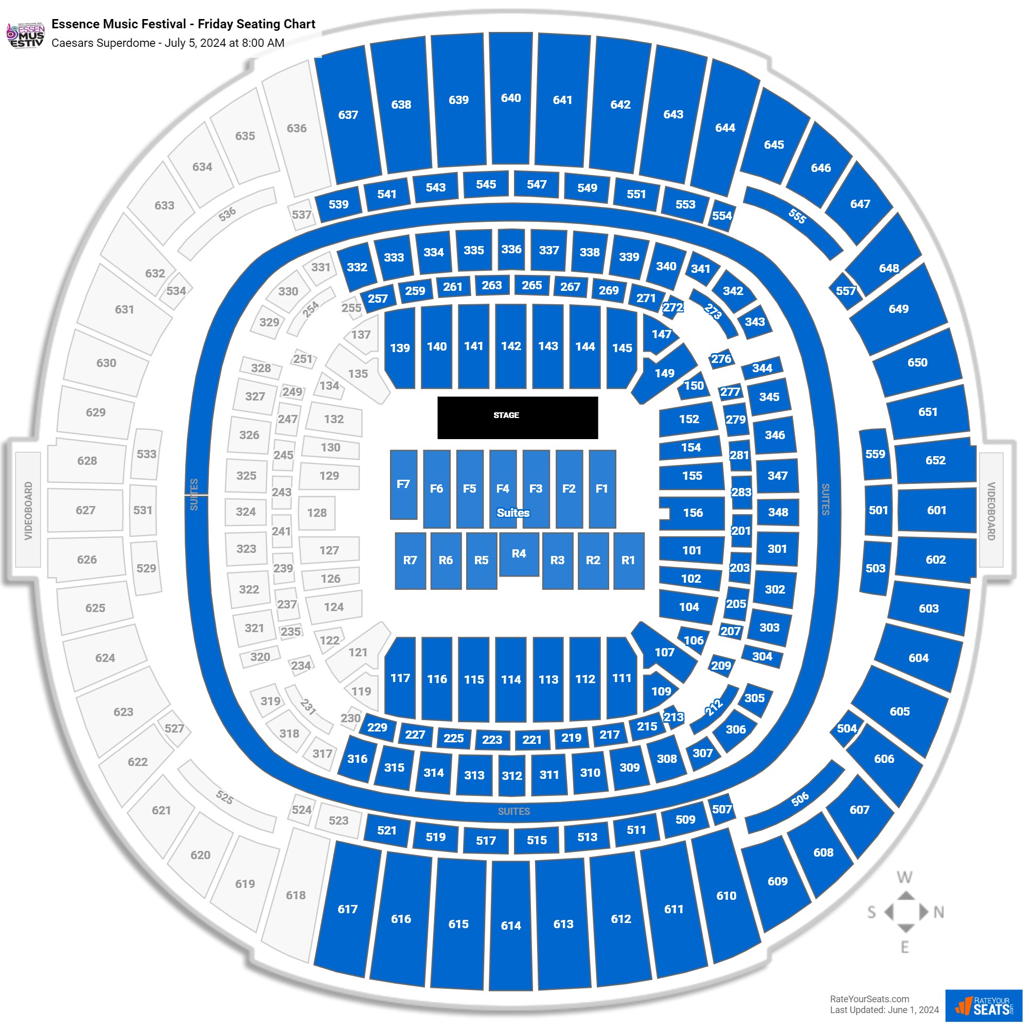 Caesars superdome concert seating chart rateyourseats
