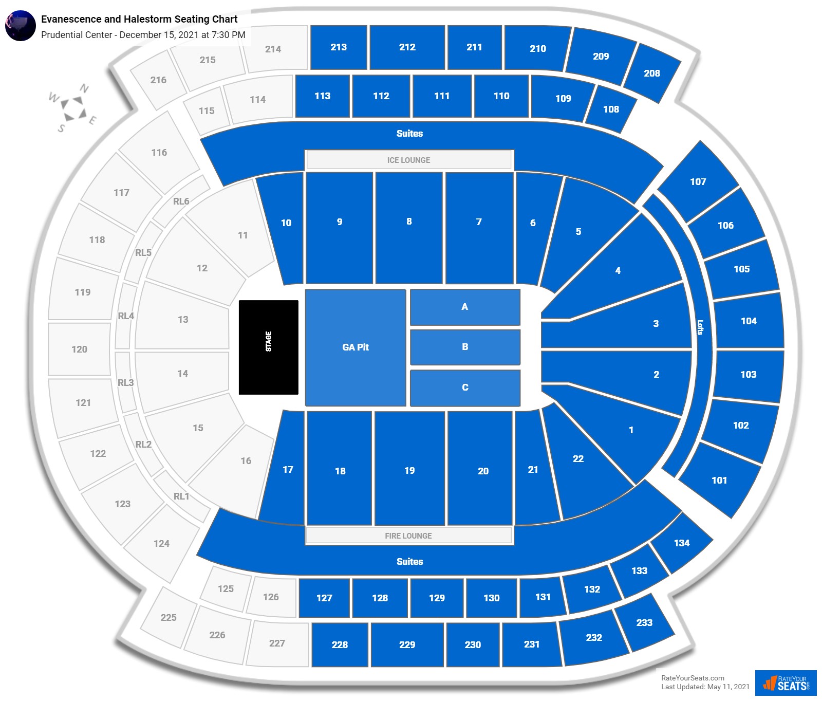 Prudential Center Seating Charts for Concerts
