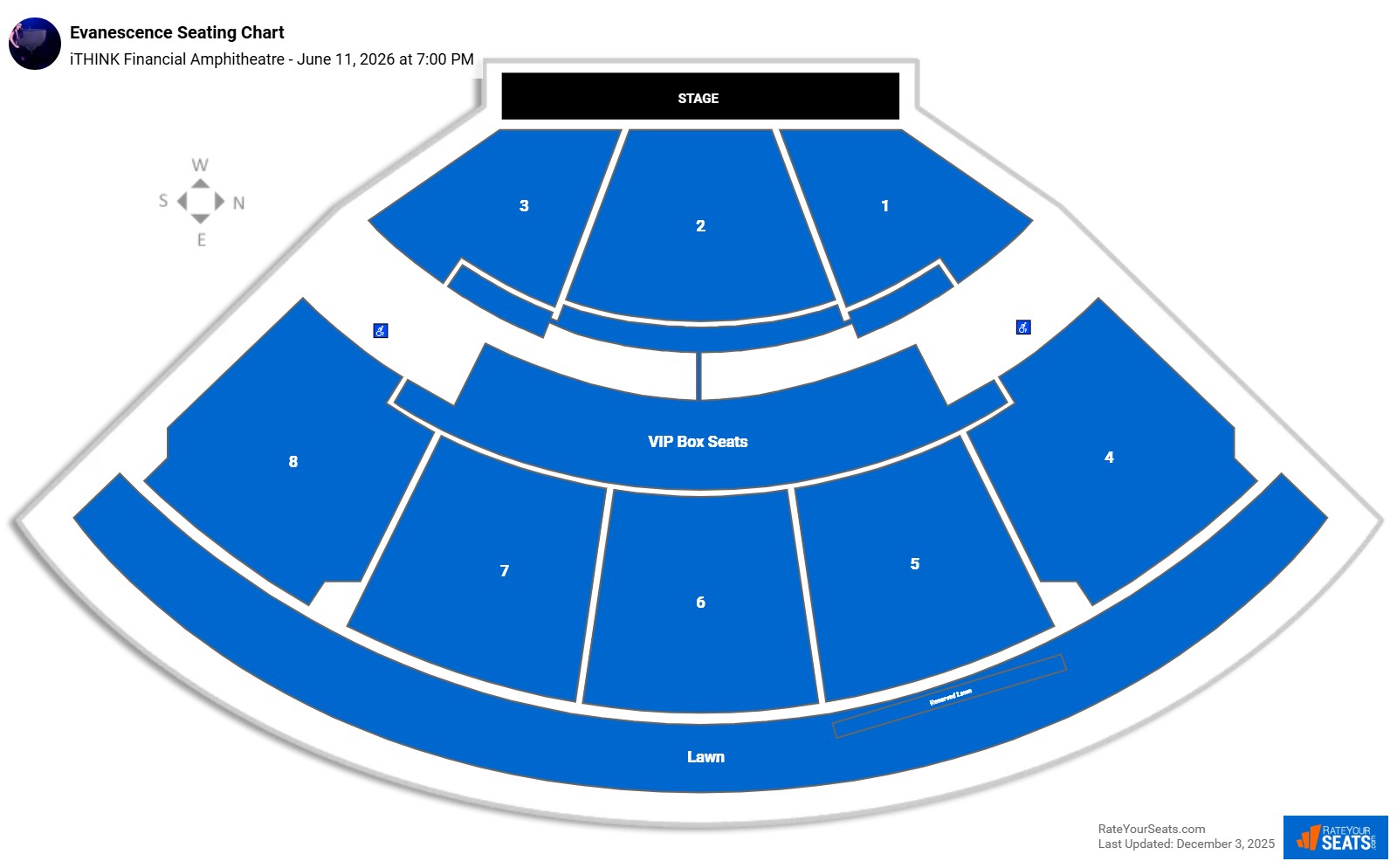 Evanescence seating chart iTHINK Financial Amphitheatre