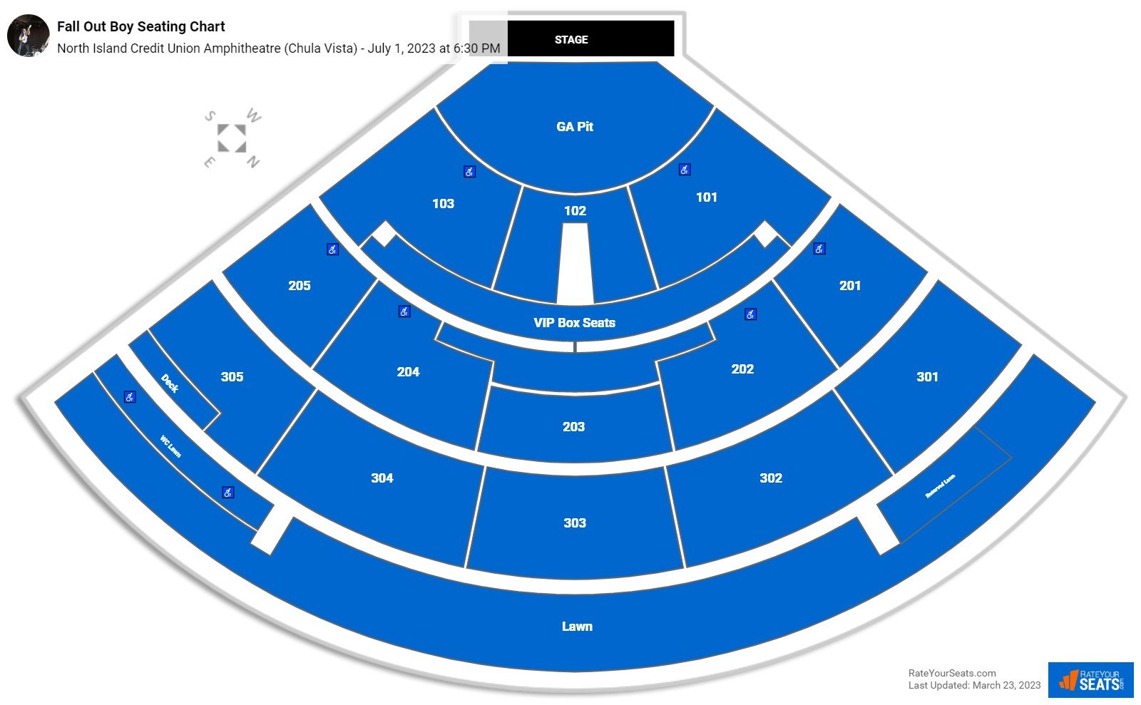 Fall Out Boy seating chart North Island Credit Union Amphitheatre (Chula Vista)