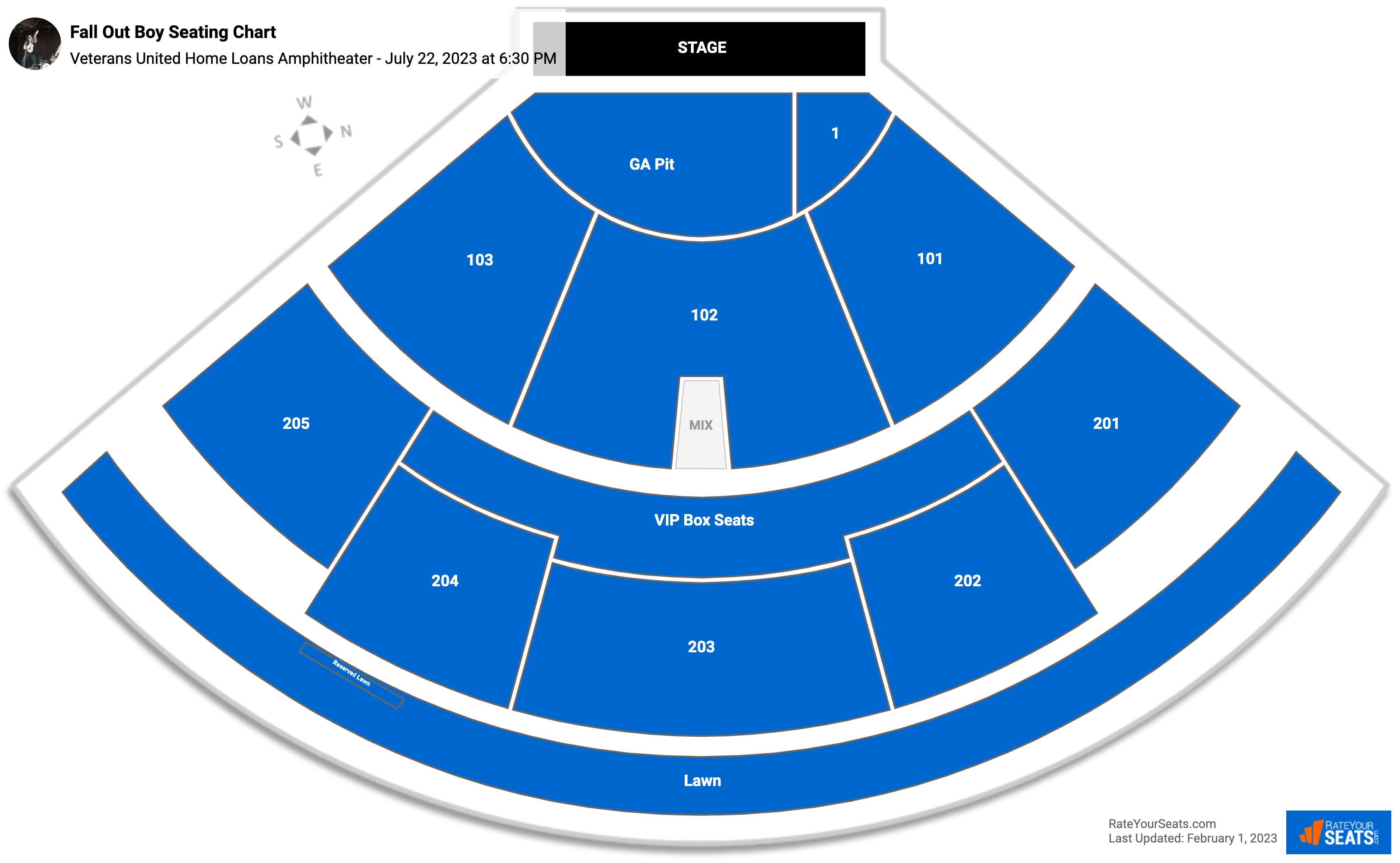 Fall Out Boy seating chart Veterans United Home Loans Amphitheater