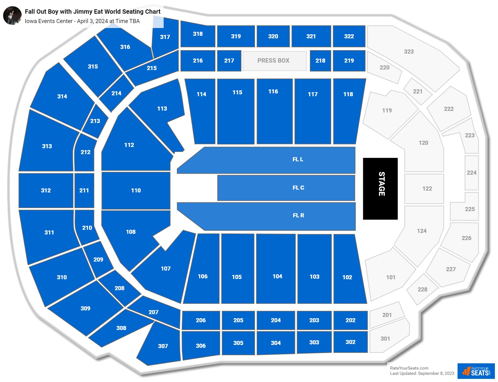 Fall Out Boy with Jimmy Eat World seating chart Iowa Events Center