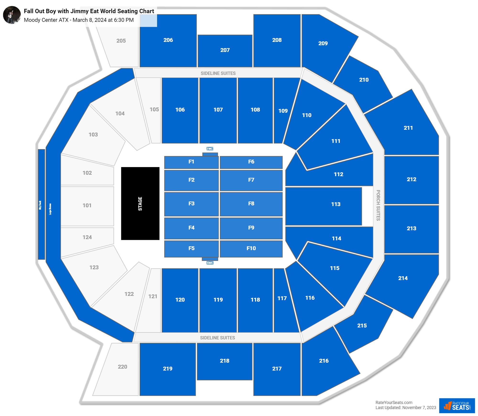 Fall Out Boy with Jimmy Eat World seating chart Moody Center ATX