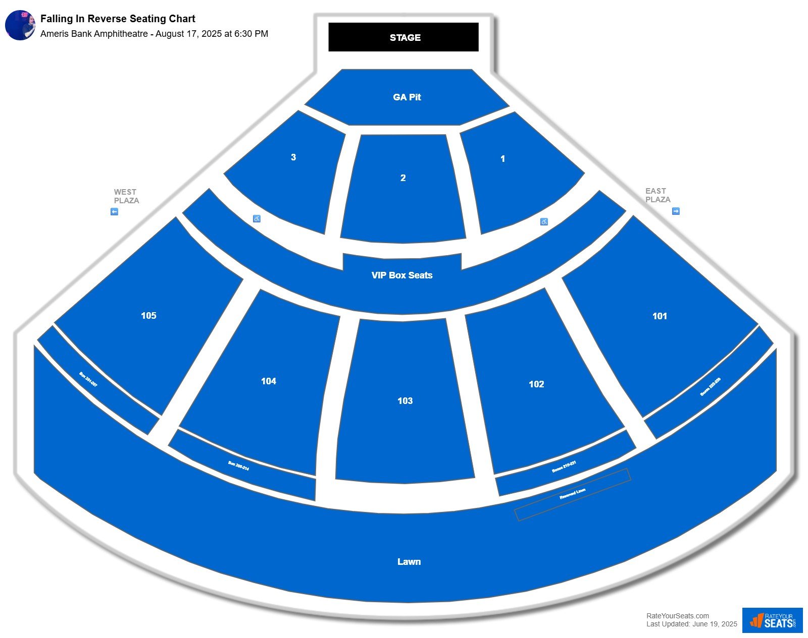 Falling In Reverse seating chart Ameris Bank Amphitheatre