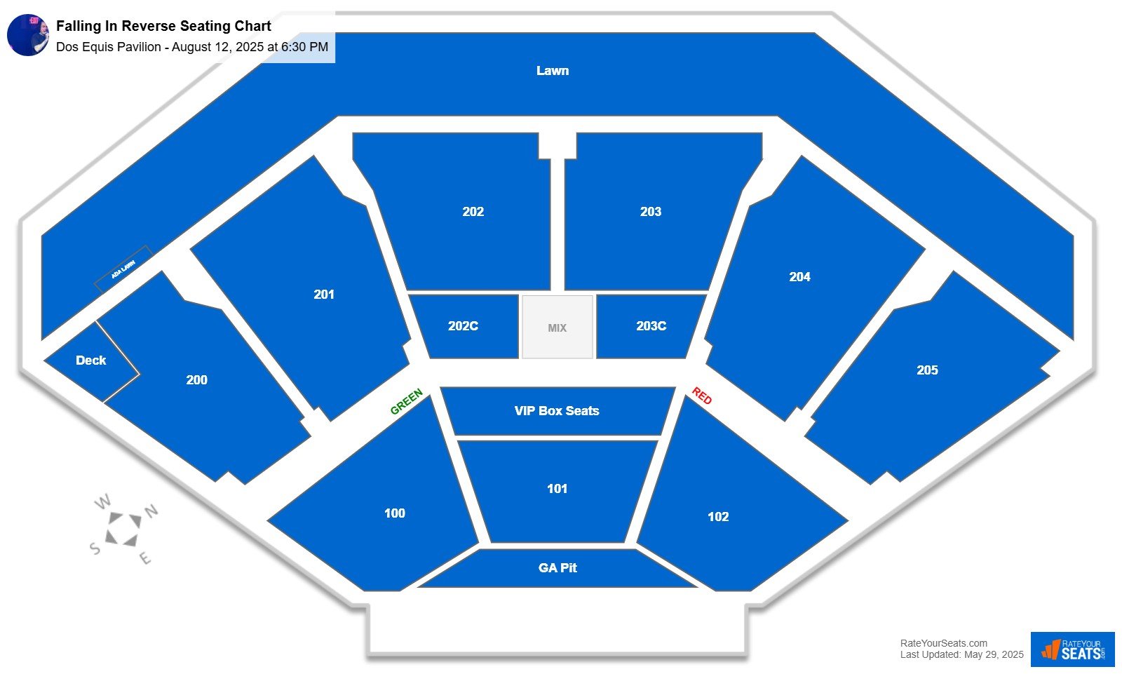 Falling In Reverse seating chart Dos Equis Pavilion