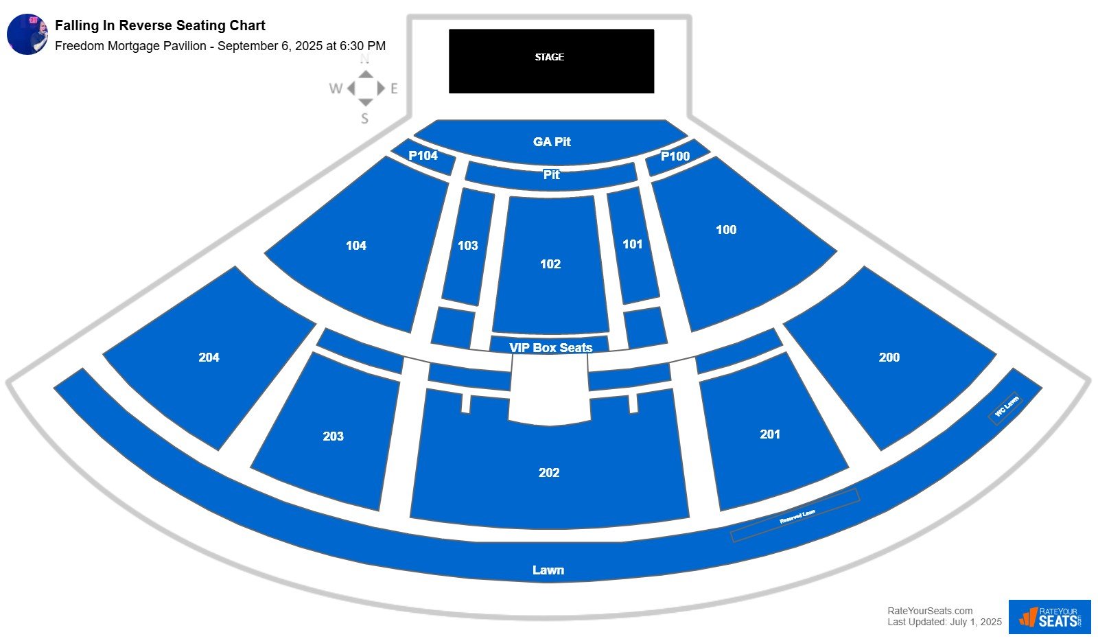 Falling In Reverse seating chart Freedom Mortgage Pavilion