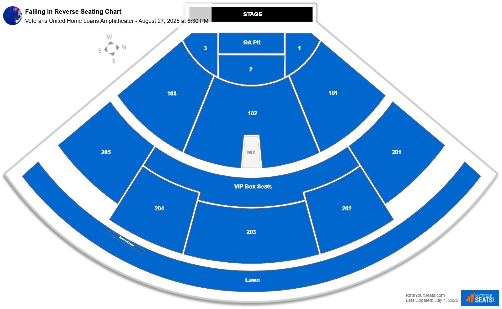 Falling In Reverse seating chart Veterans United Home Loans Amphitheater