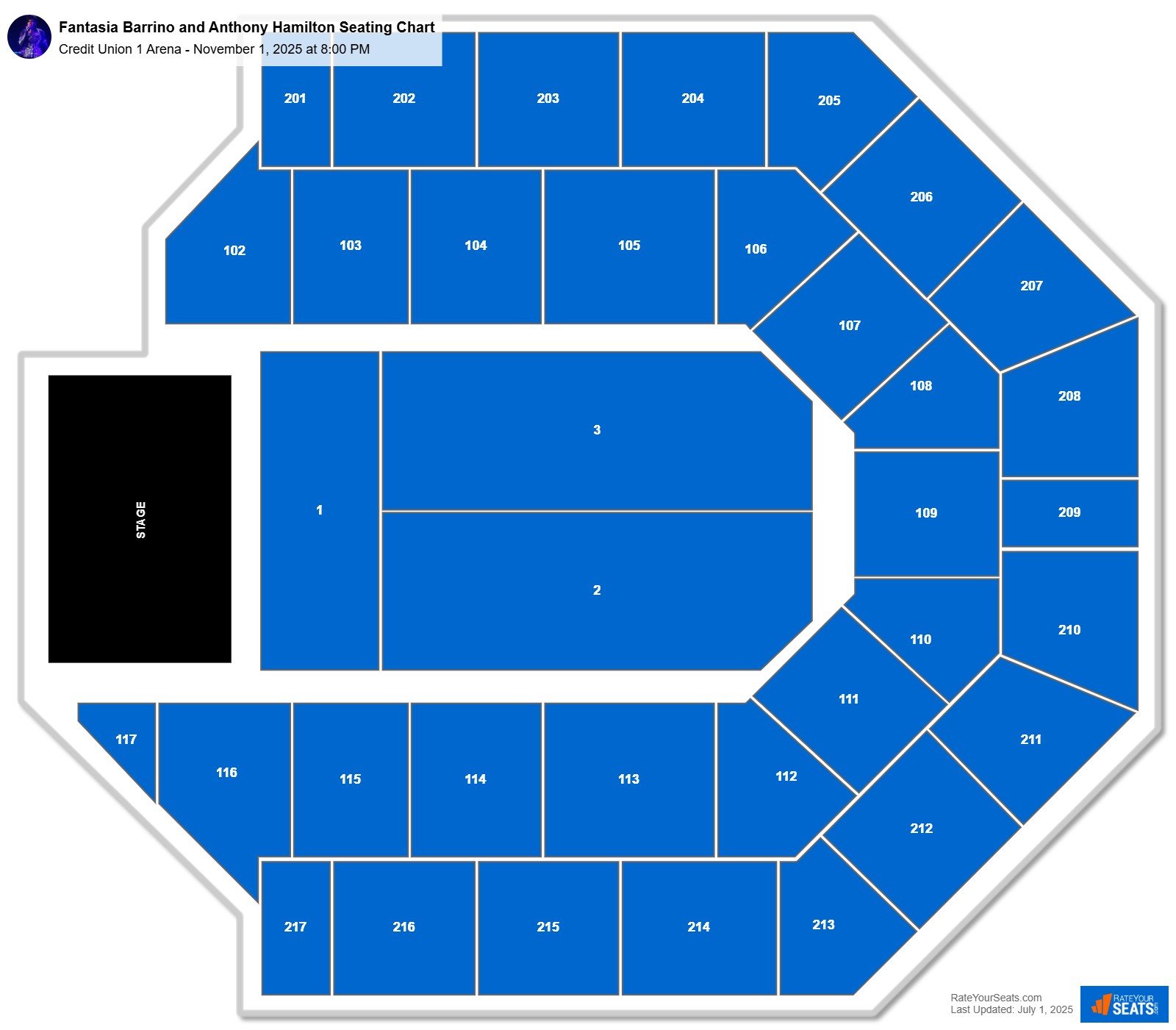 Fantasia Barrino and Anthony Hamilton seating chart Credit Union 1 Arena