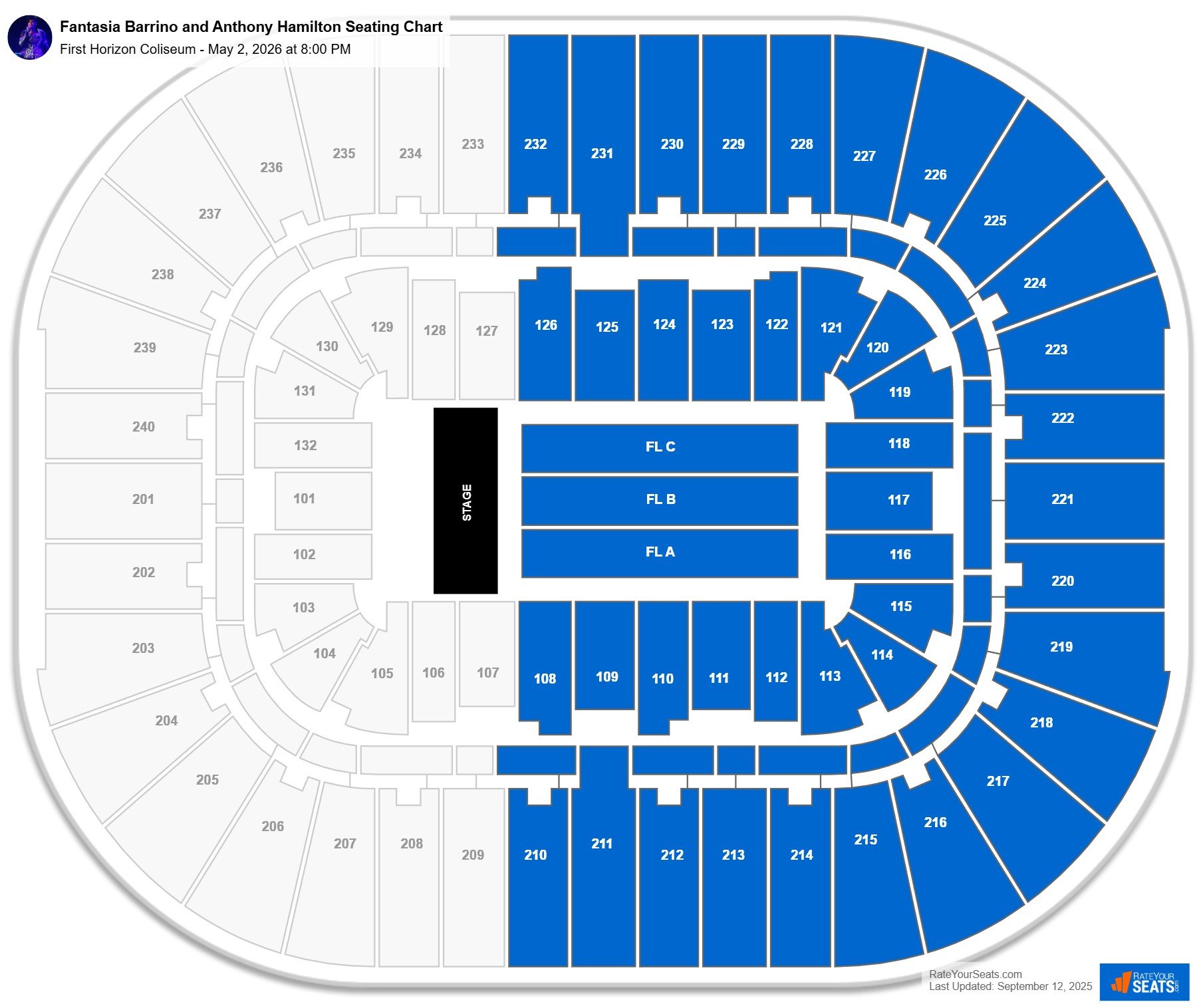Fantasia Barrino and Anthony Hamilton seating chart First Horizon Coliseum