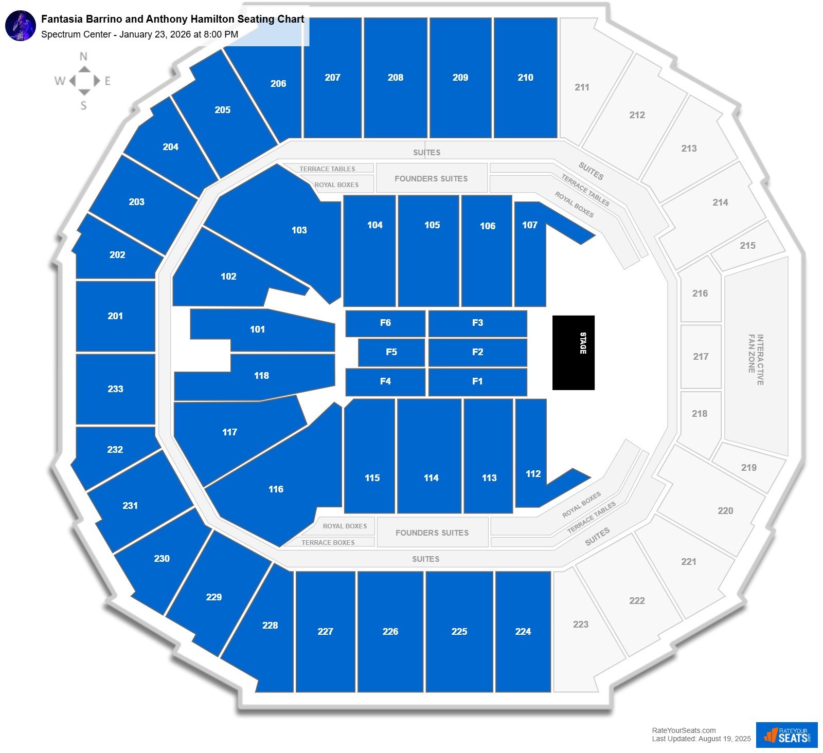 Fantasia Barrino and Anthony Hamilton seating chart Spectrum Center