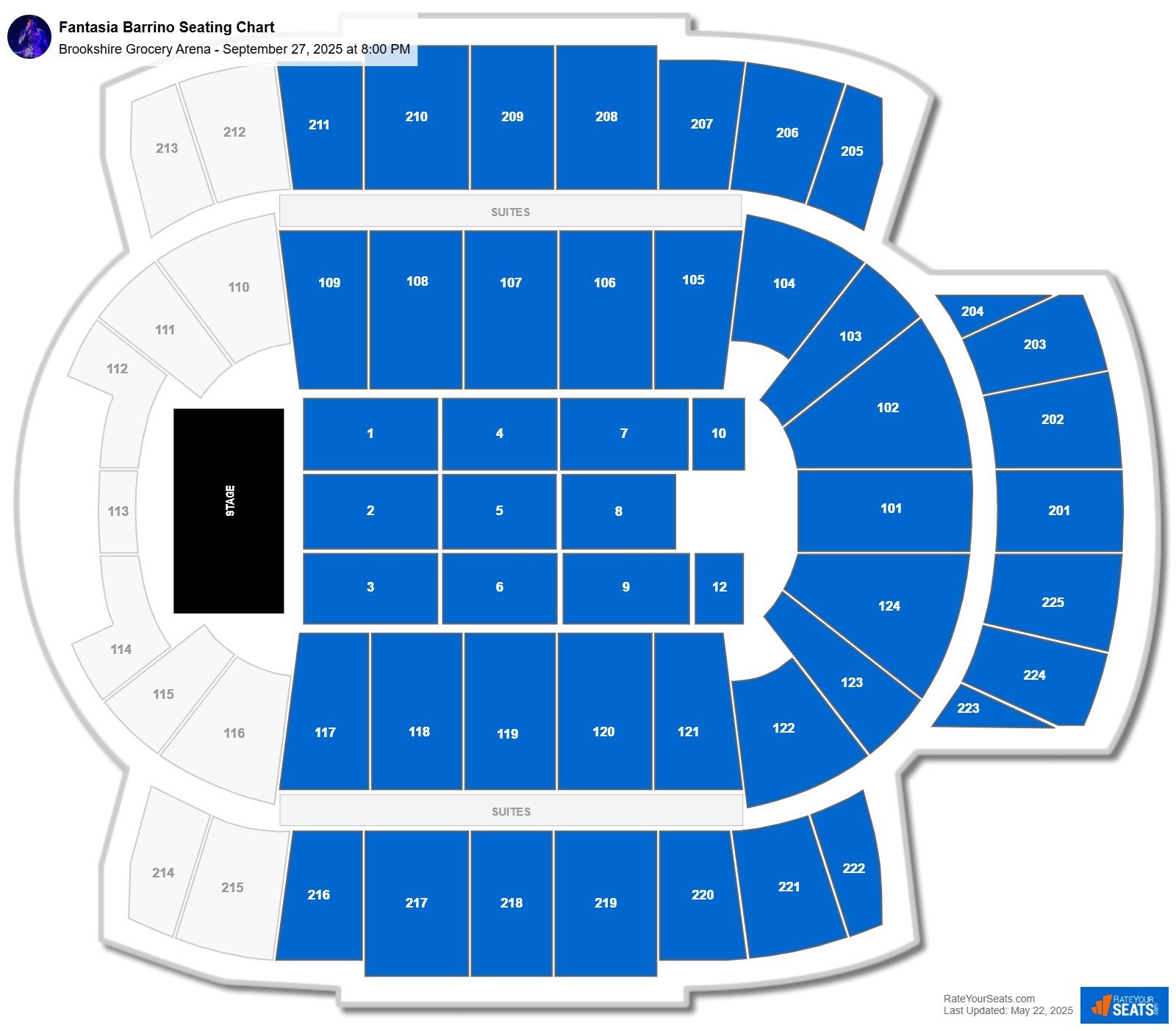 Fantasia Barrino seating chart Brookshire Grocery Arena
