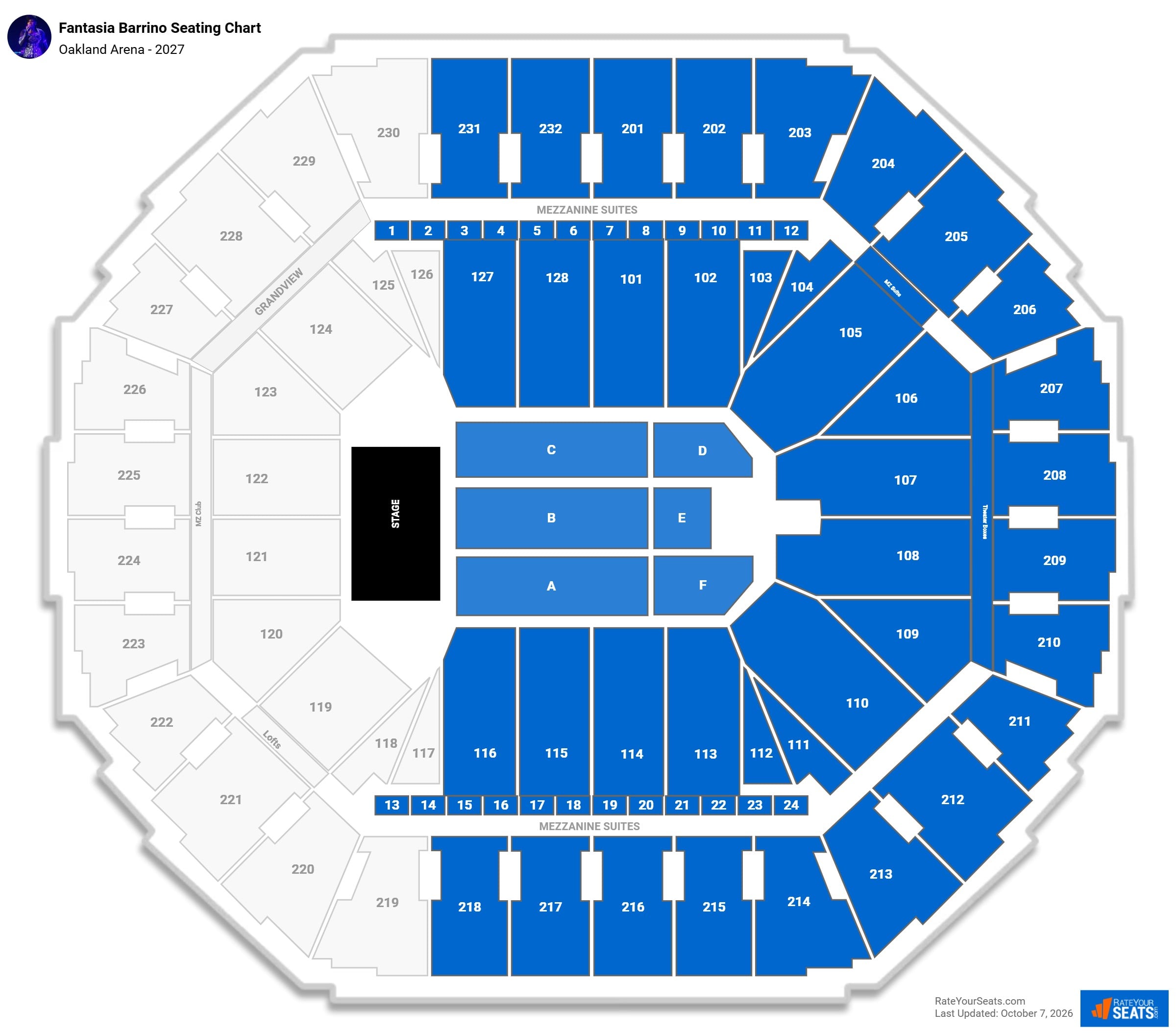 Fantasia Barrino Seating Chart at Oakland Arena